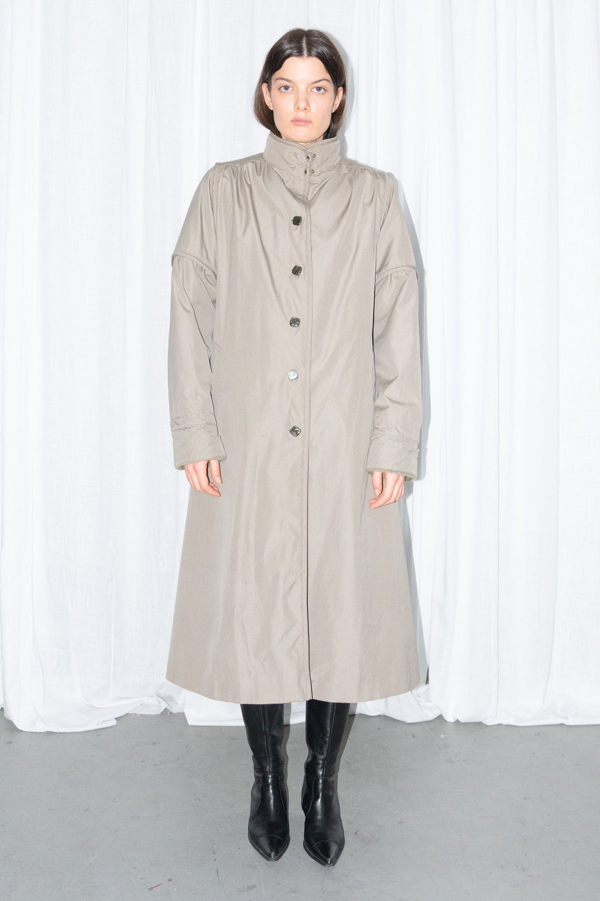 Khaki Long Wool Trench Coat