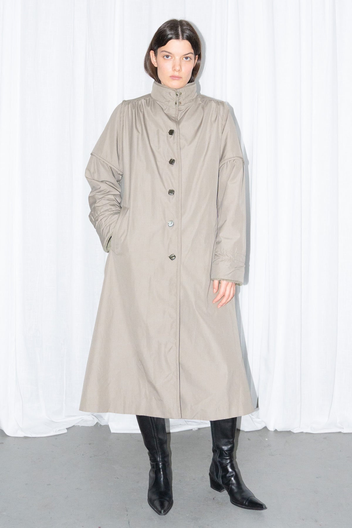 Khaki Long Wool Trench Coat