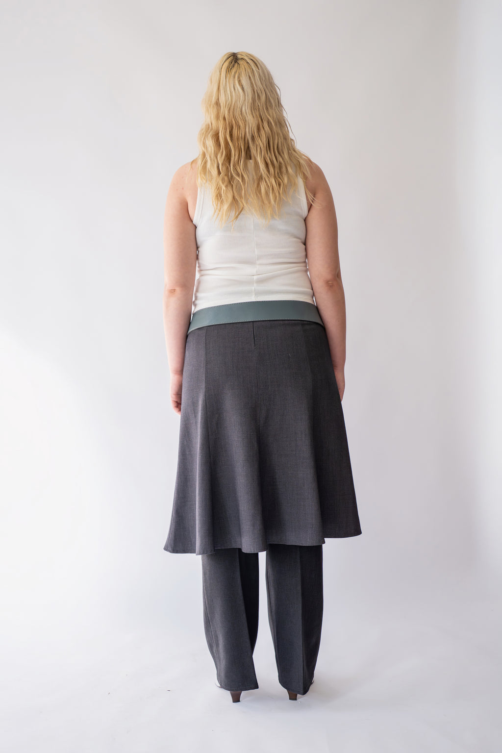 Grey Flowy Midi Skirt