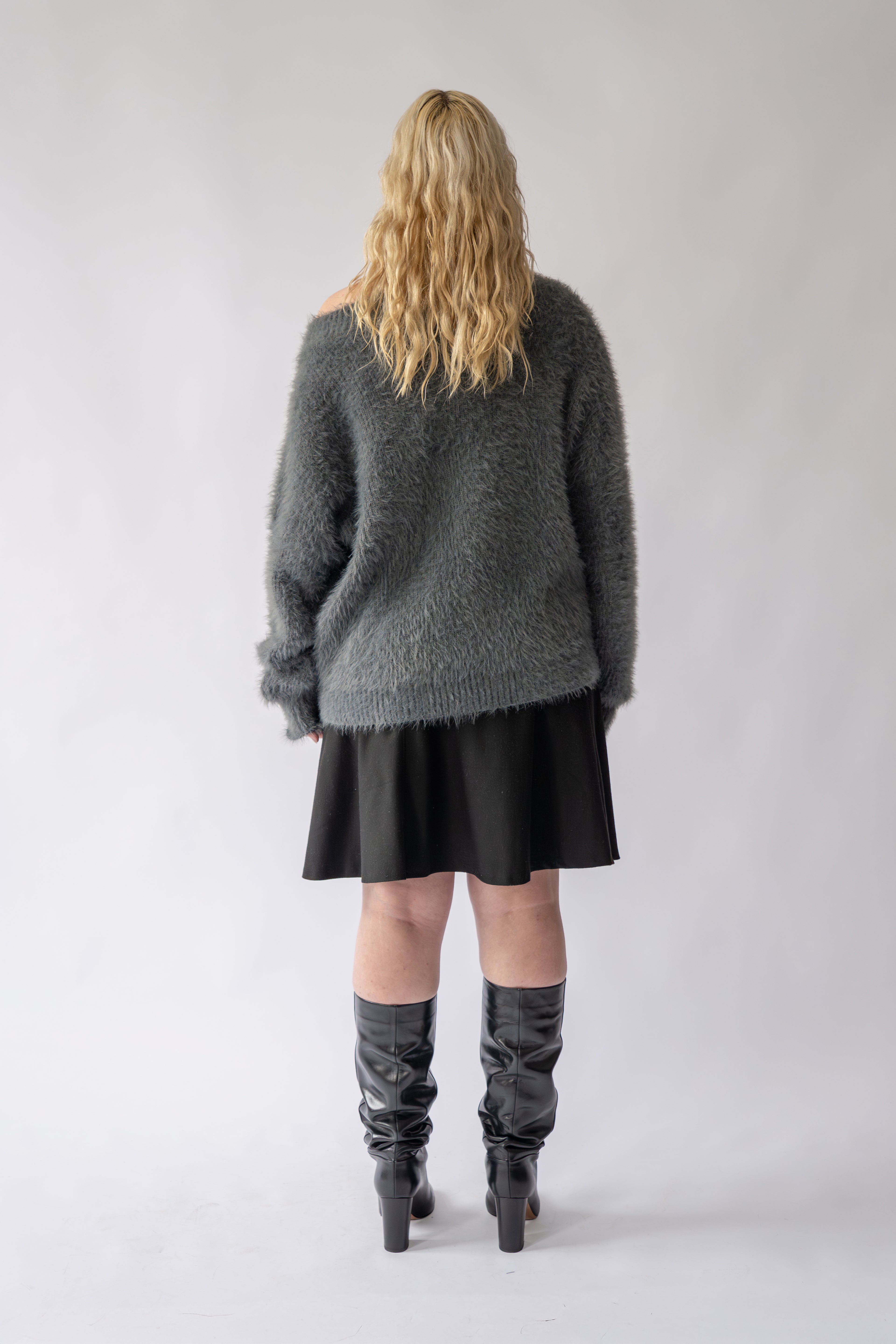 Fluffy Grey  Knit Jumper Oversized Fit