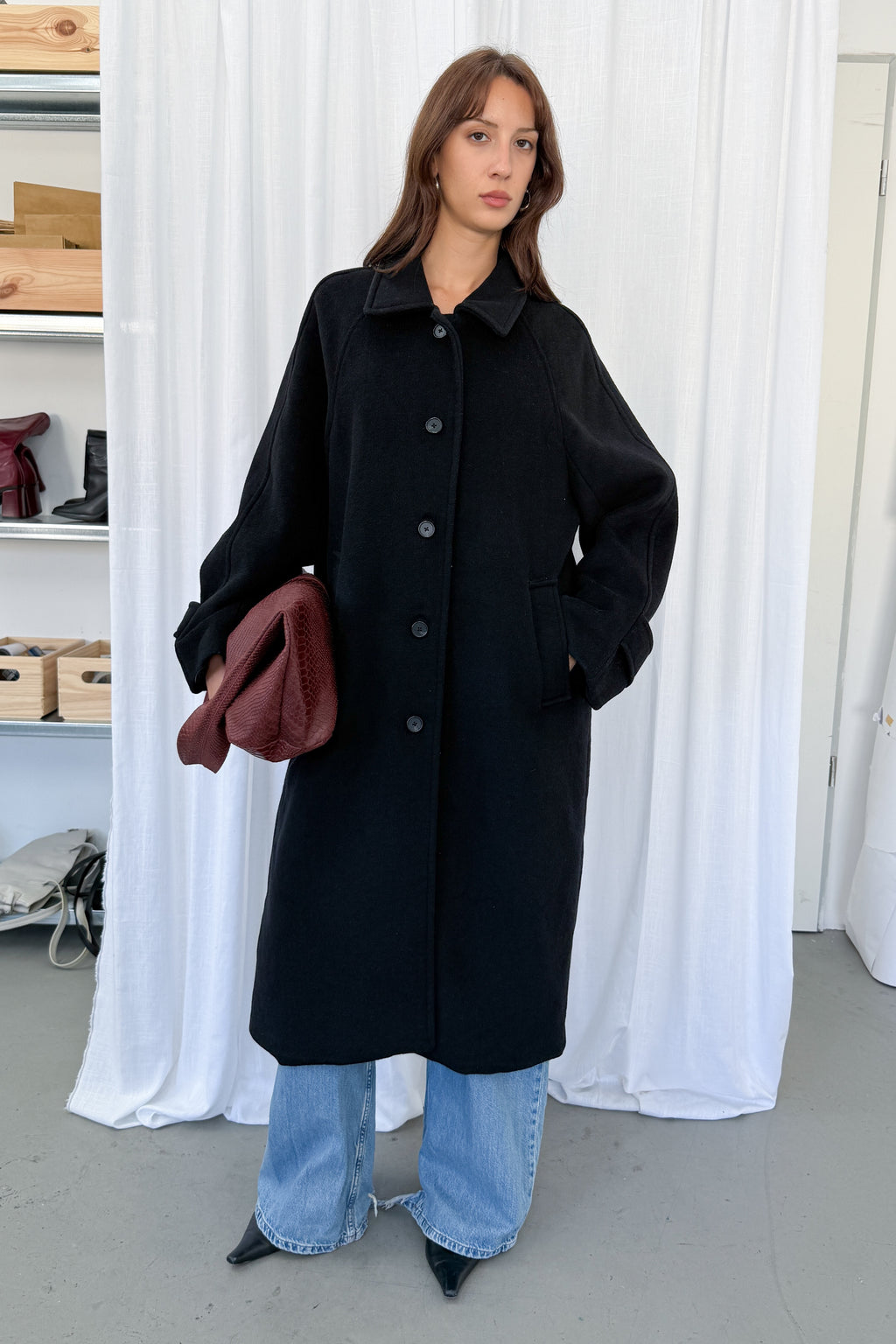 Long Wool Coat - Size L/XL
