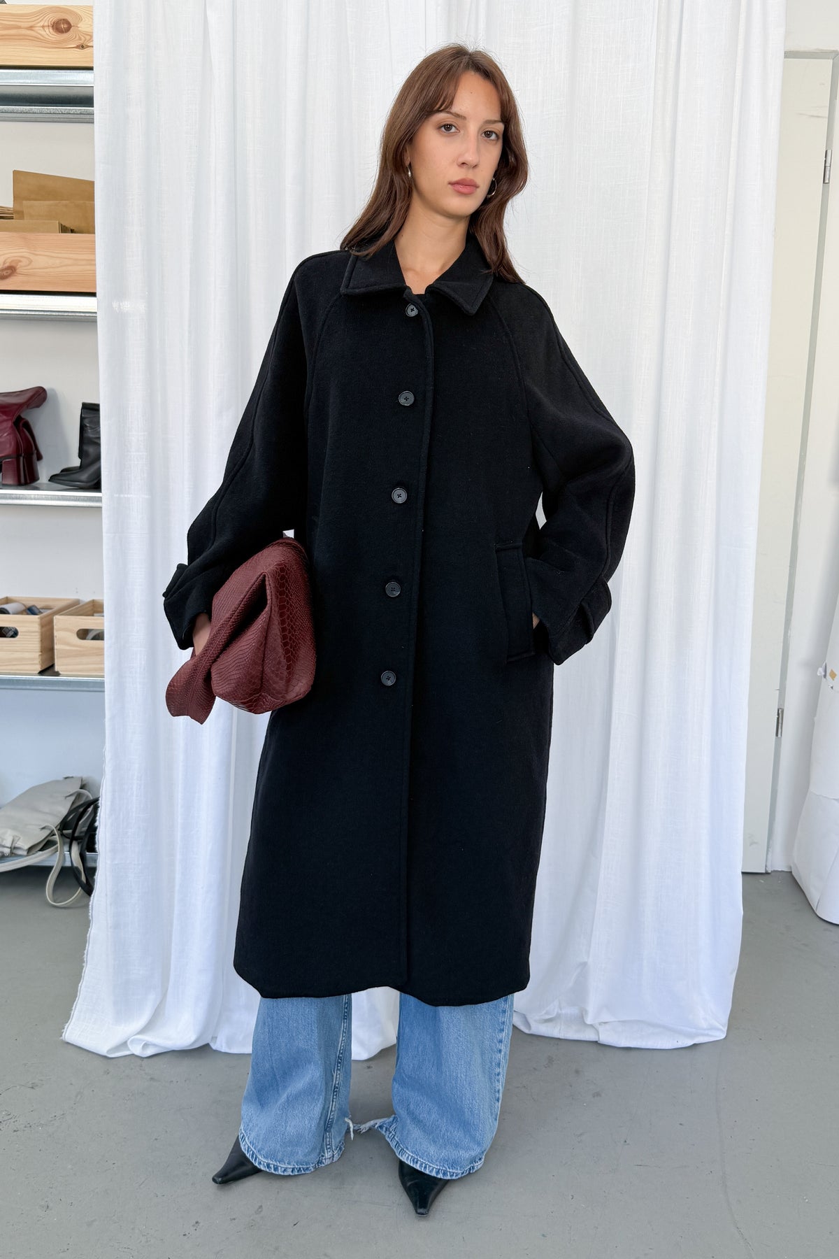 Long Wool Coat - Size L/XL