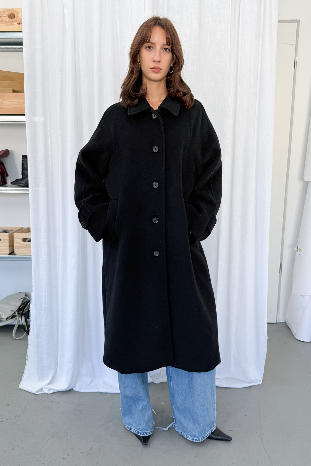 Long Wool Coat - Size L/XL