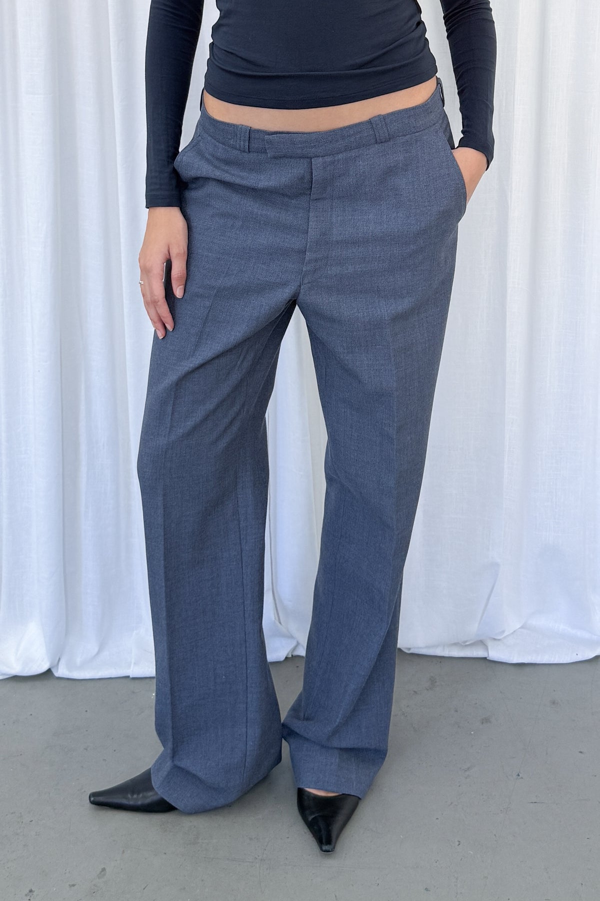 Suit Trousers Slate Blue Wool - Size M