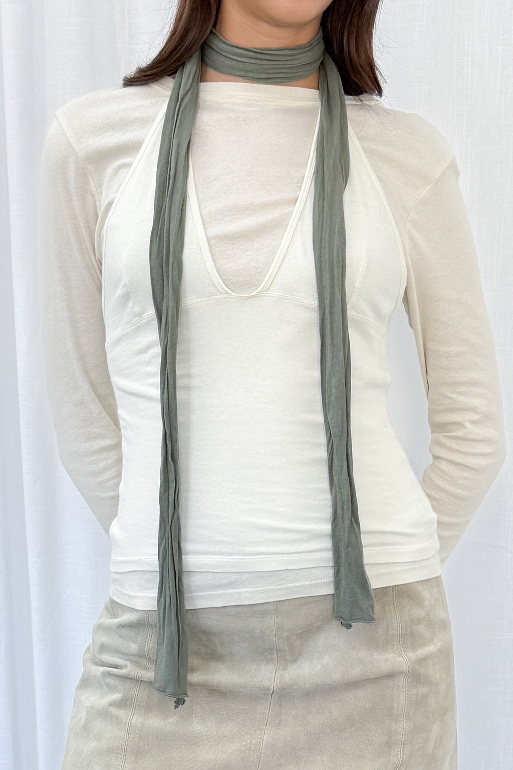 Green Skinny Scarf