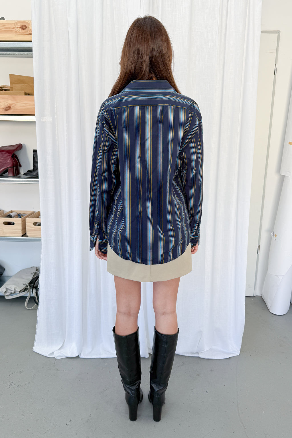 Striped Shirt Turqouise Beige - Size L