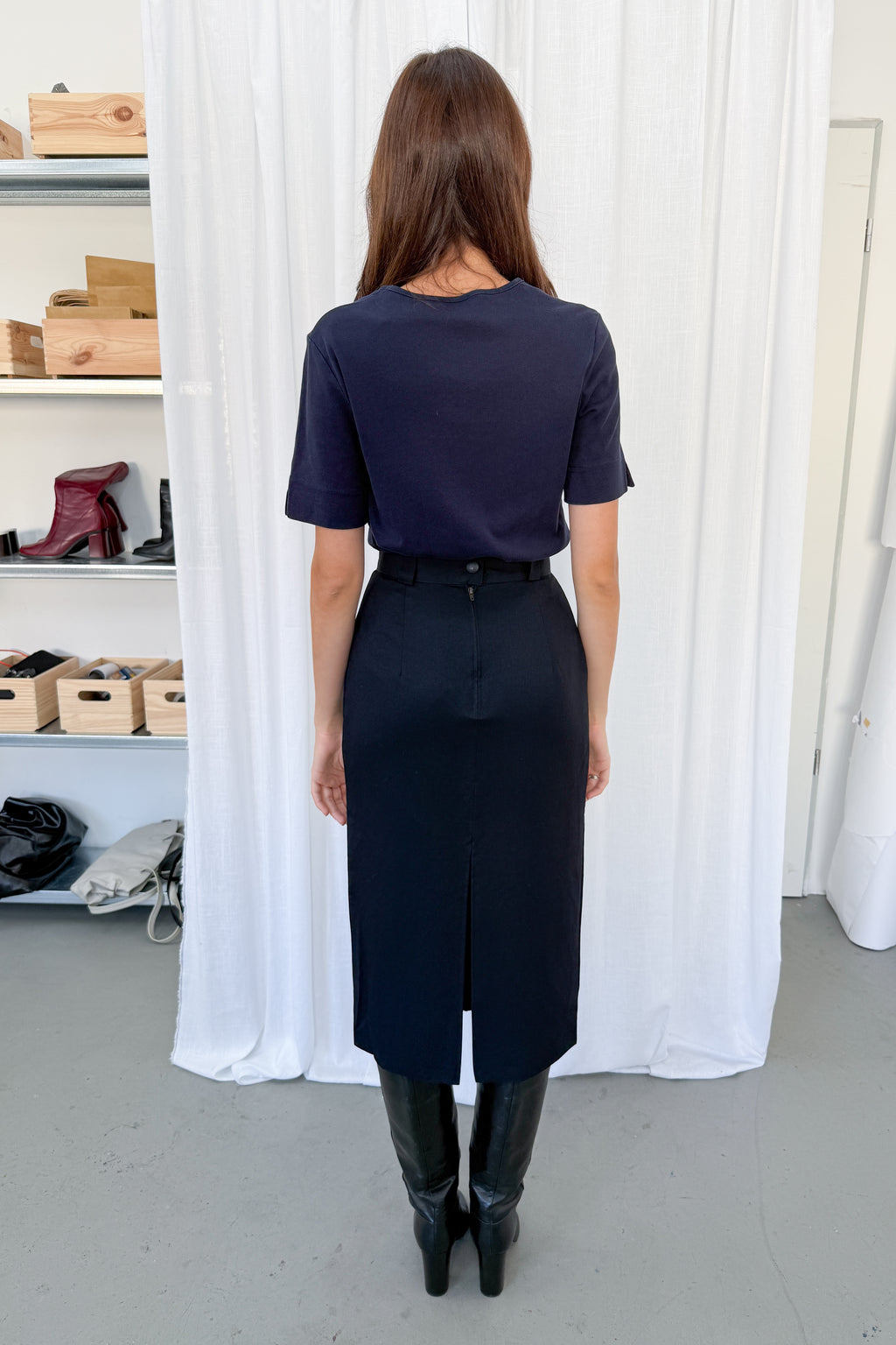 Blue Midi Skirt Slits