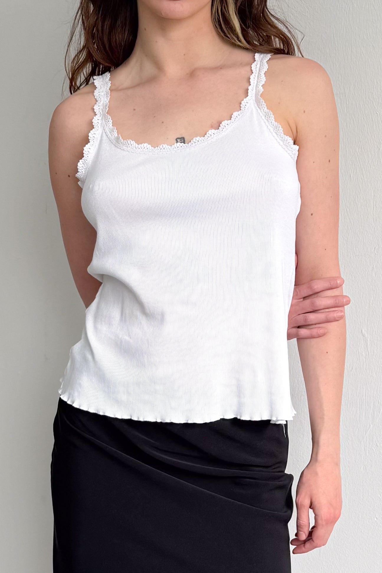 White Tanktop With Lace - Size L