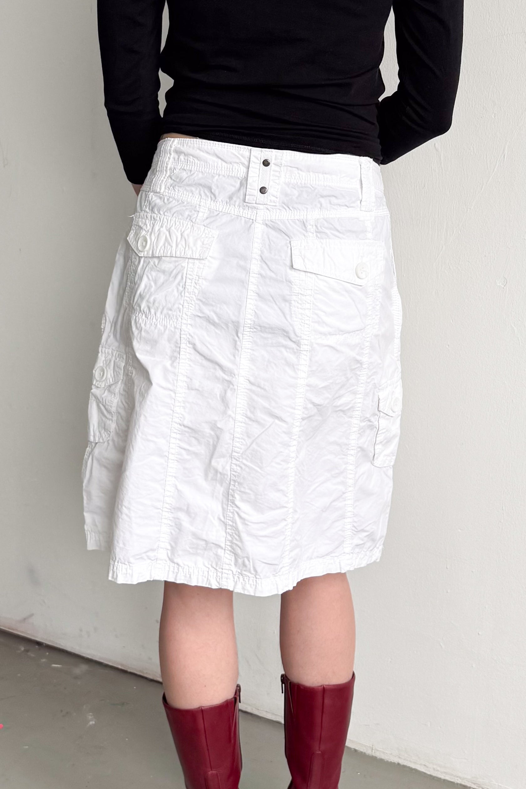 White Cargo Skirt Cotton - Size S/M