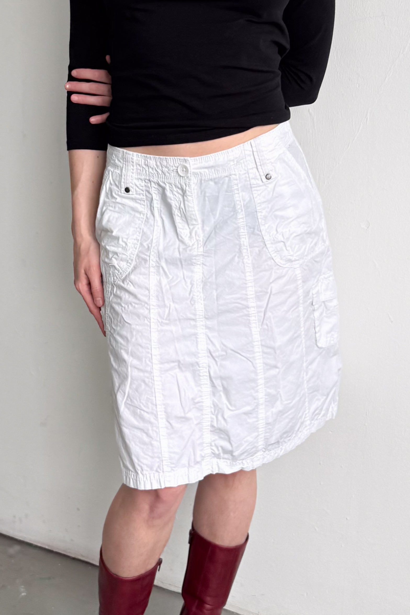 White Cargo Skirt Cotton - Size S/M