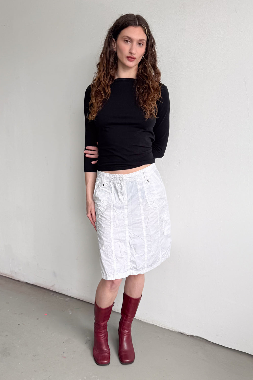 White Cargo Skirt Cotton - Size S/M