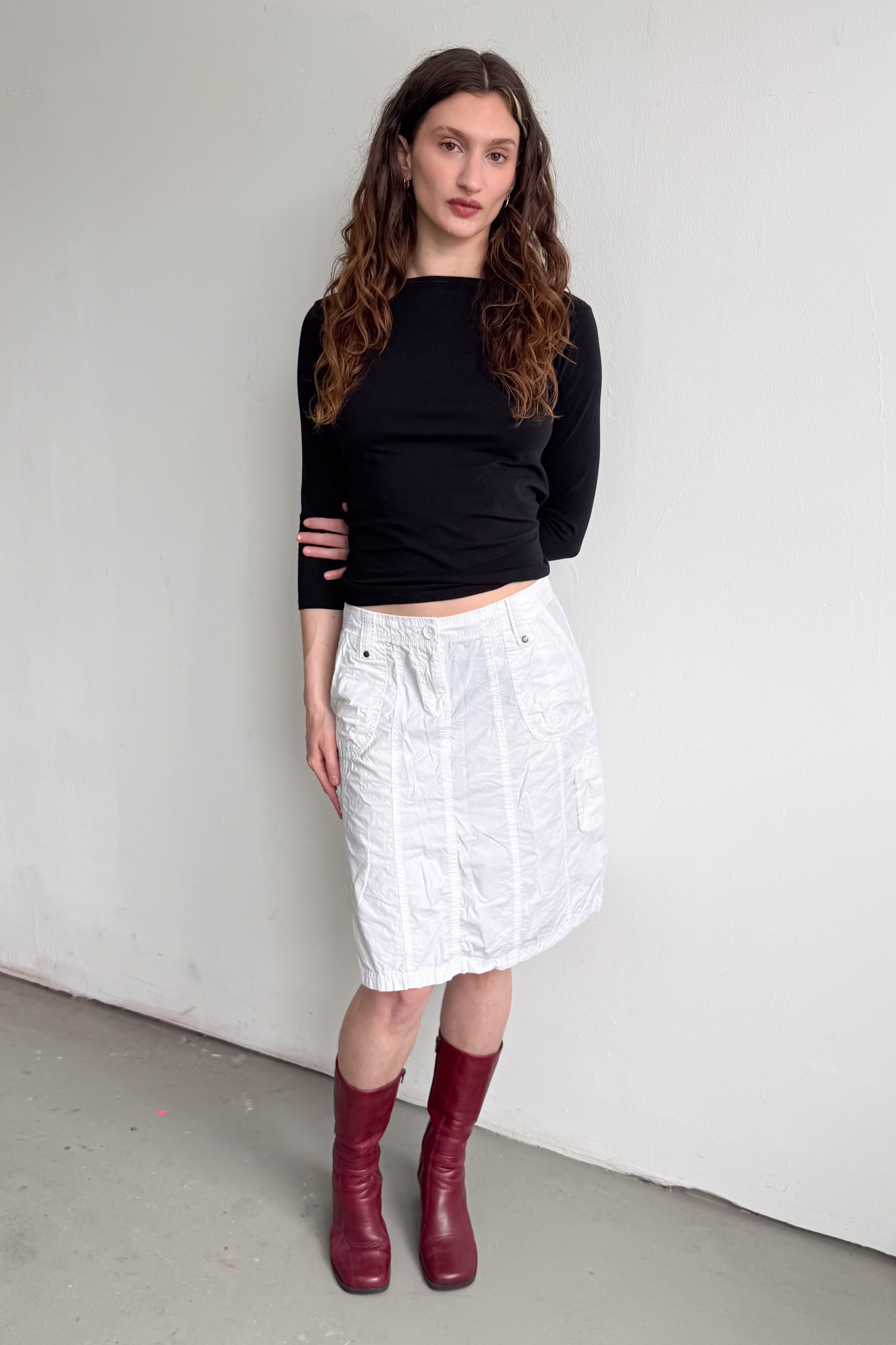 White Cargo Skirt Cotton - Size S/M