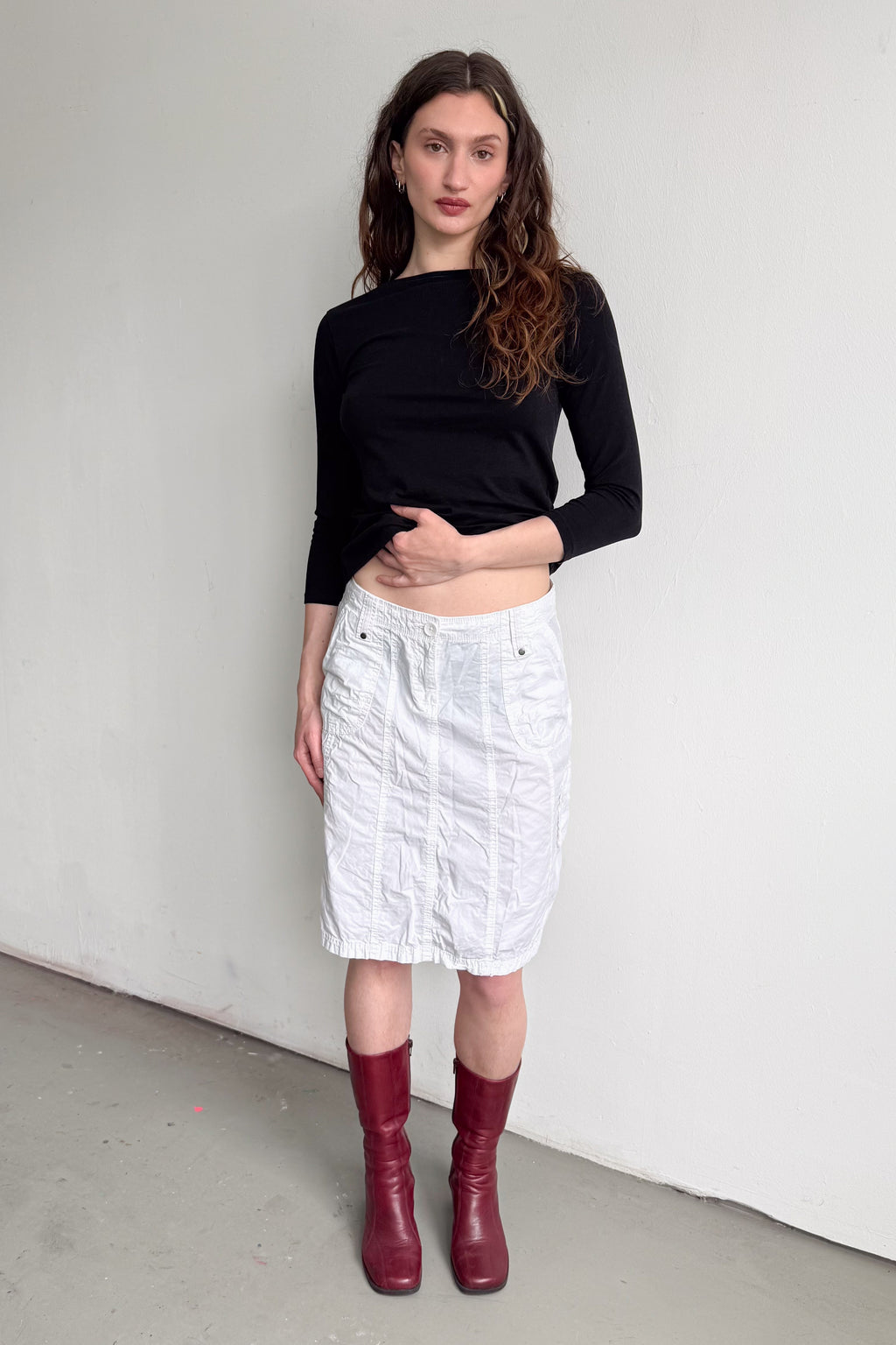 White Cargo Skirt Cotton - Size S/M