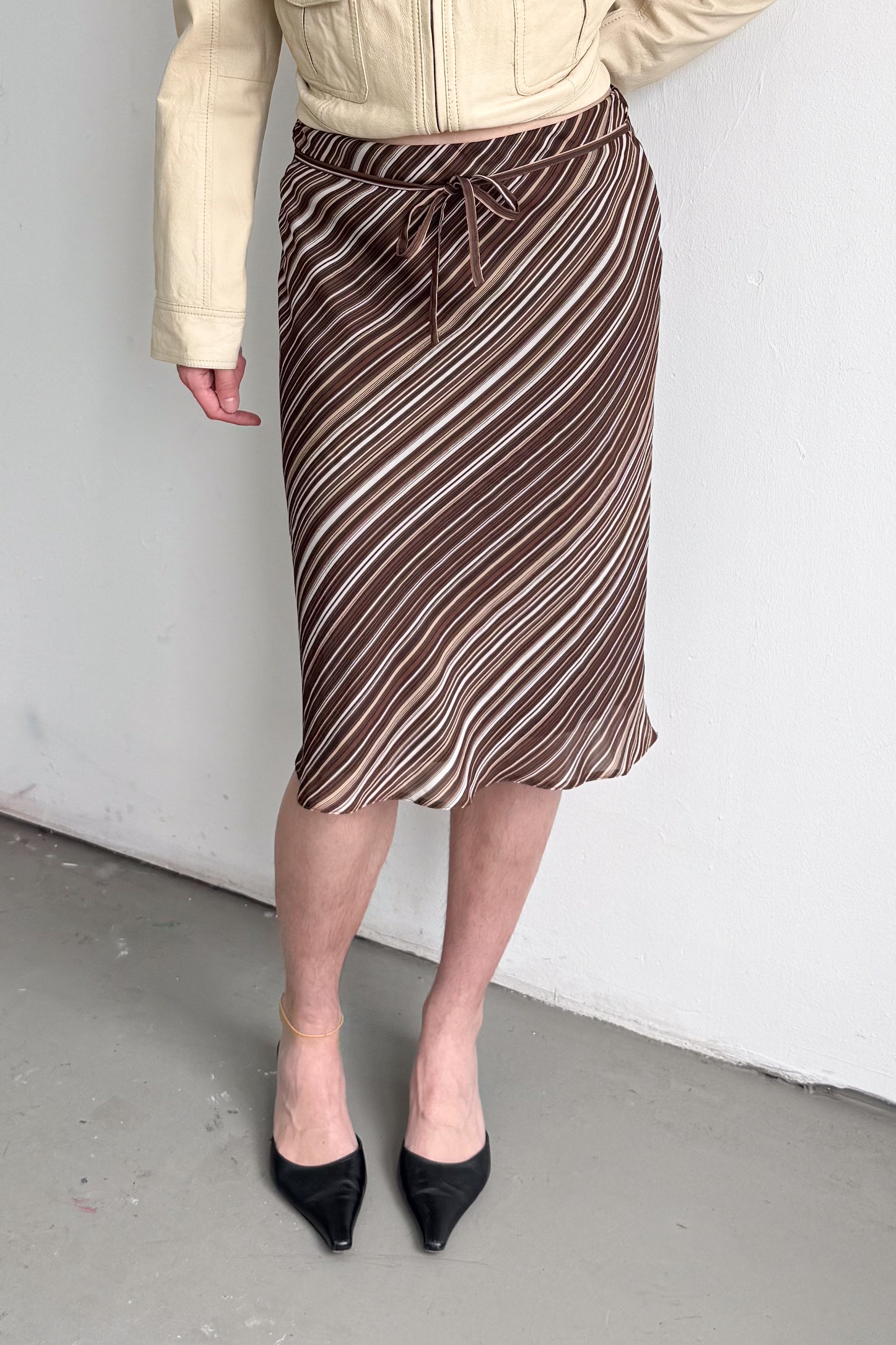 Brown Striped Skirt - Size S