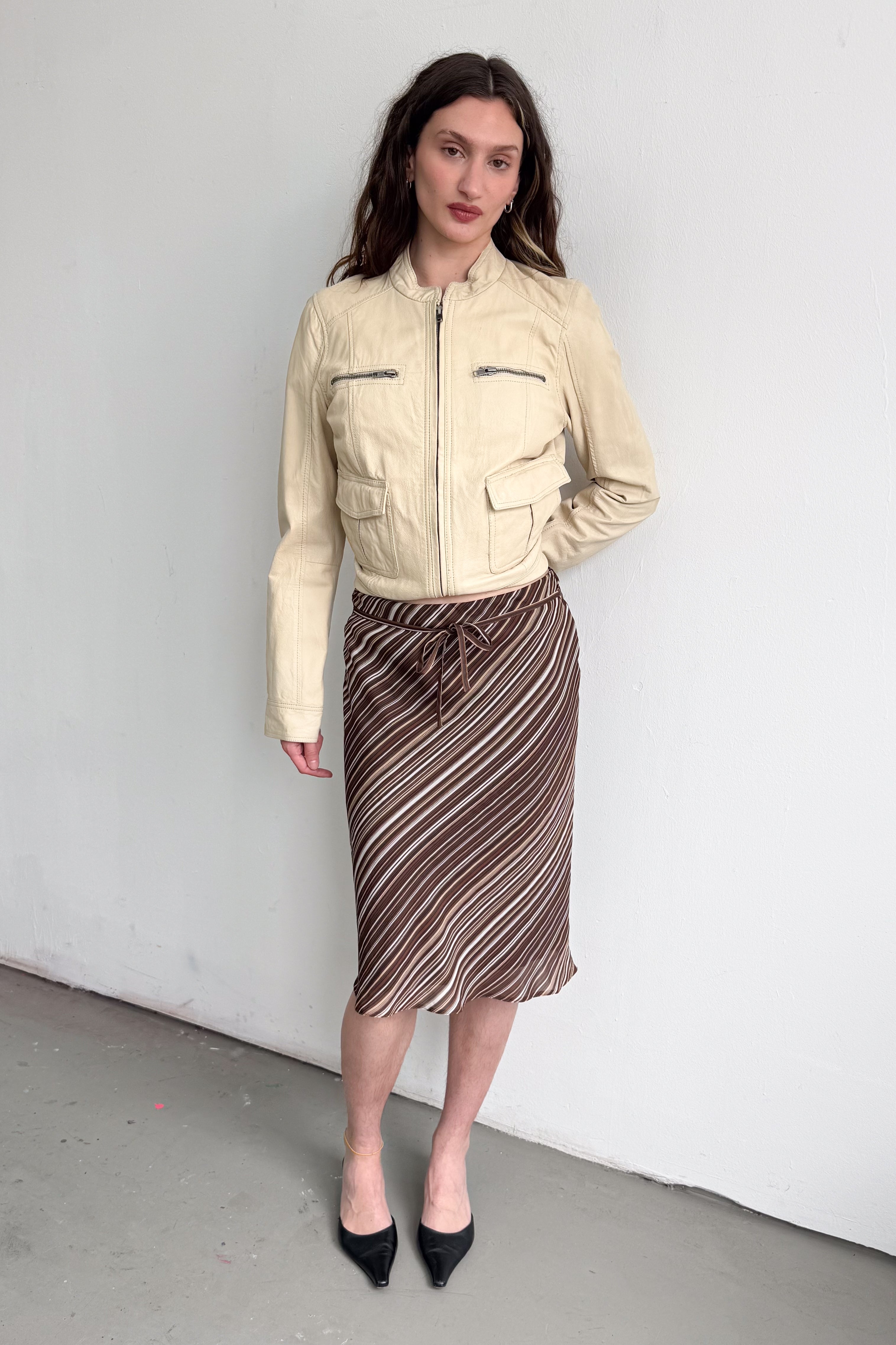 Brown Striped Skirt - Size S