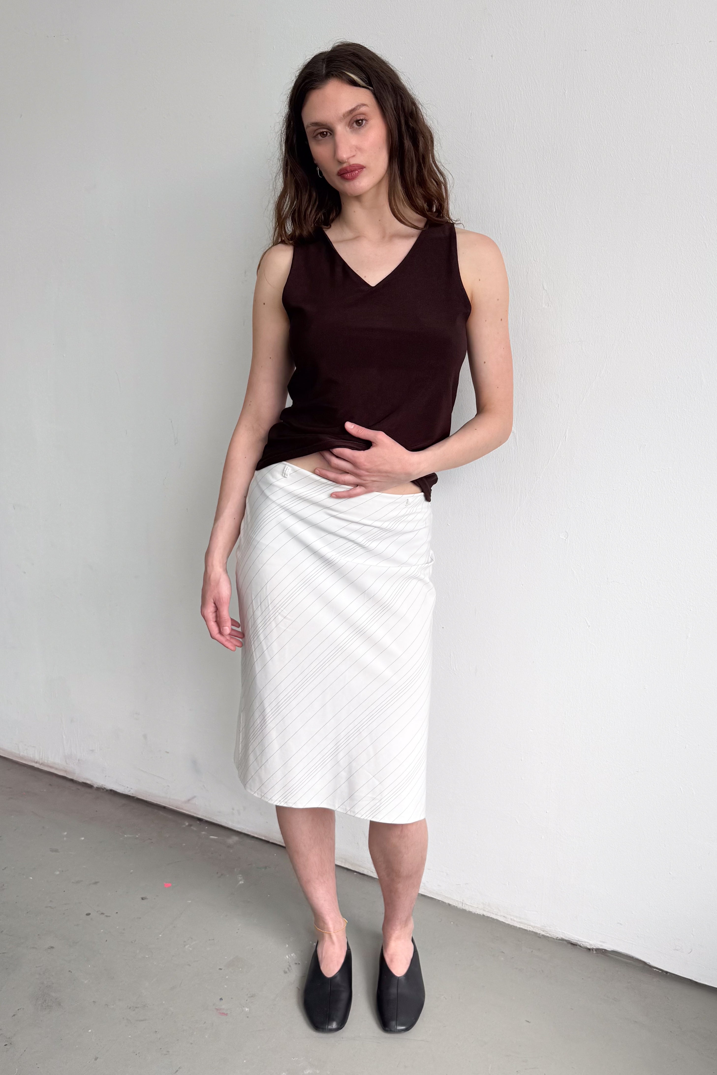 Offwhite Skirt Black Pinstripe - Size M