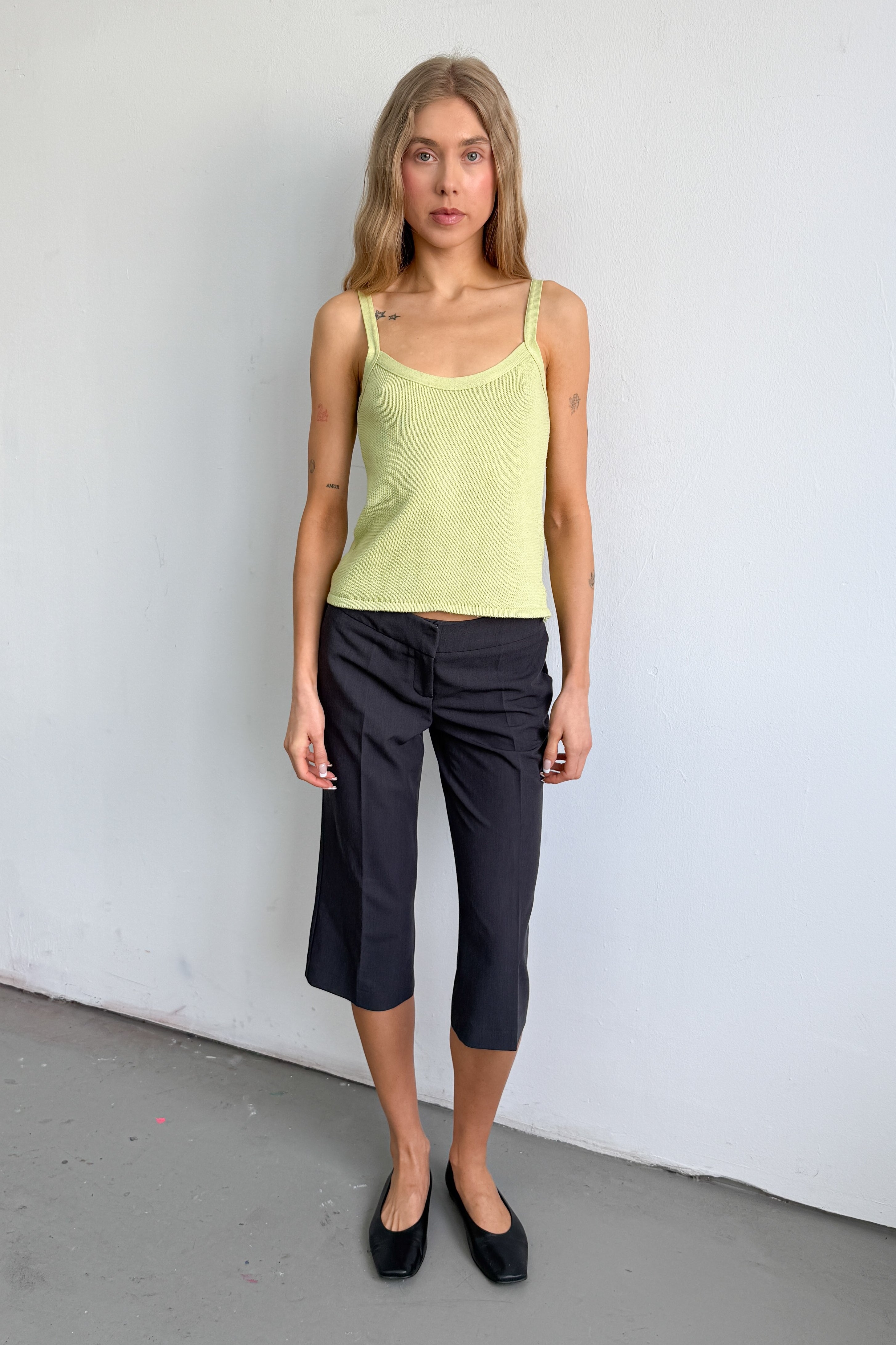 Lime Green Cotton Knit Top - Size S/M