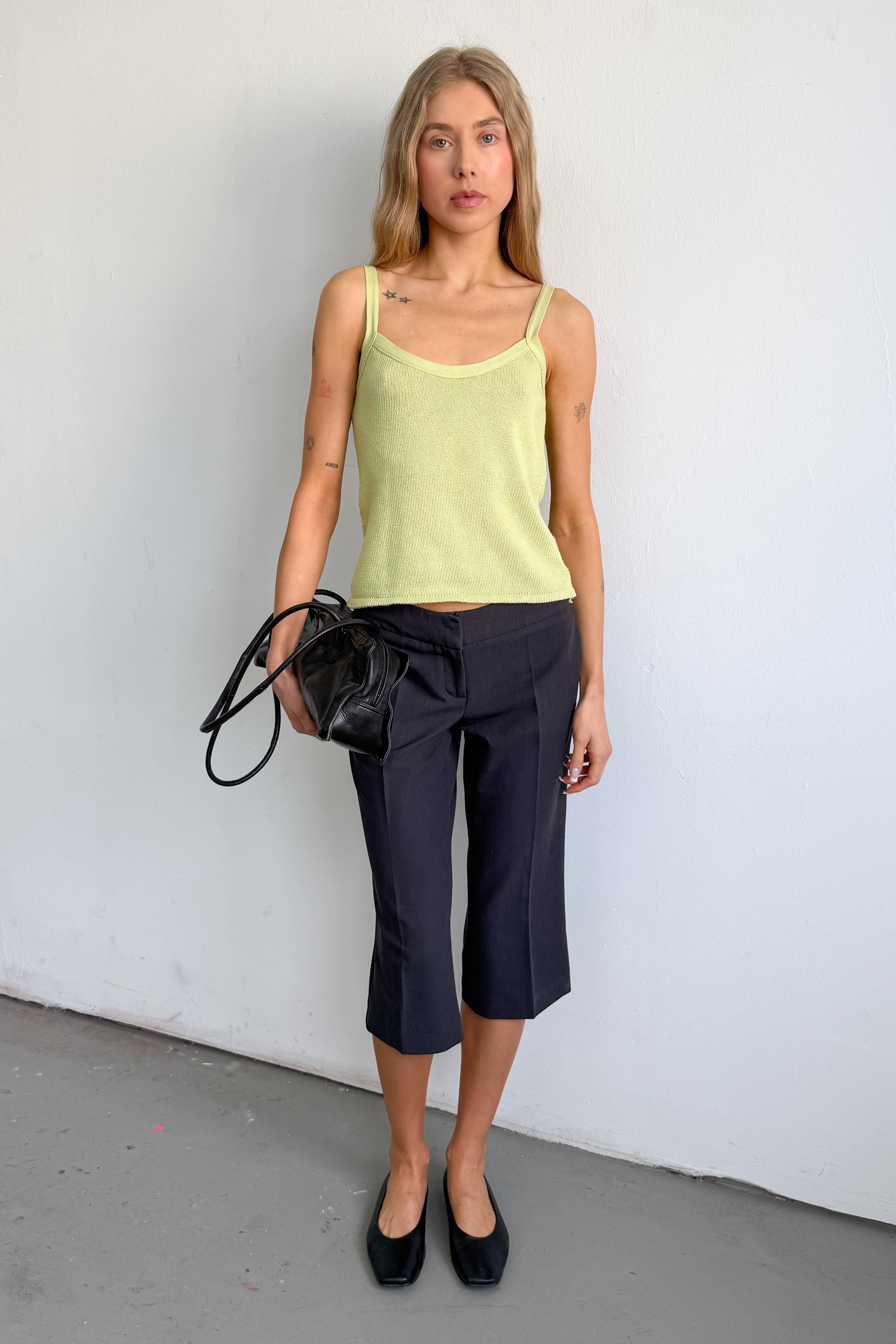 Lime Green Cotton Knit Top - Size S/M