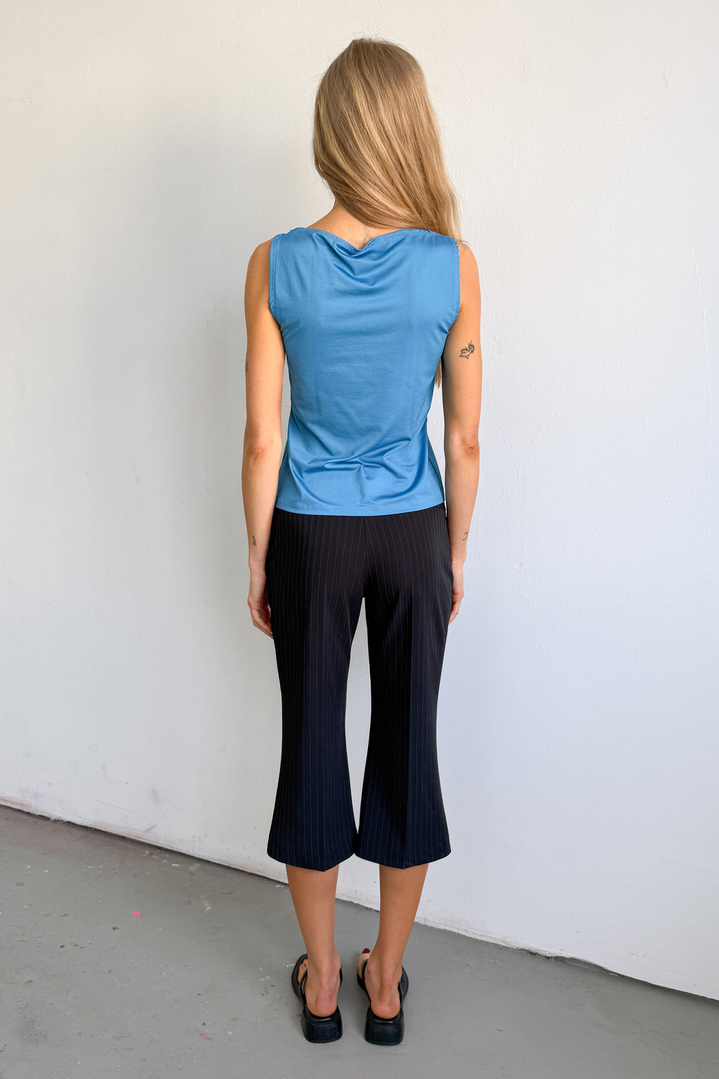 Blue Sleeveless Top Boatneck - Size M
