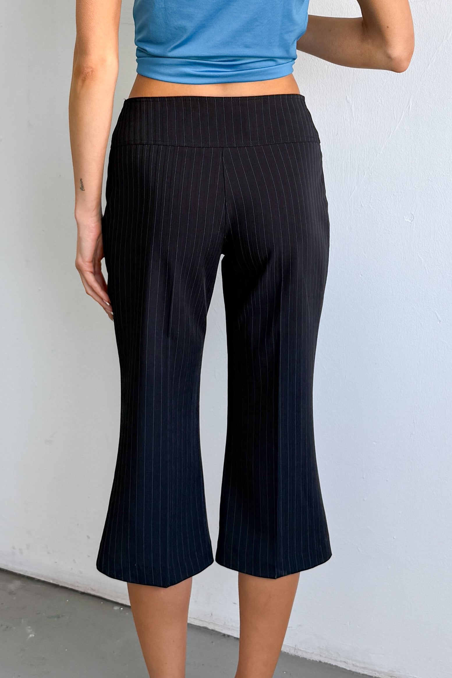 Capri Pantalon Pinstripe White Blue - Size S