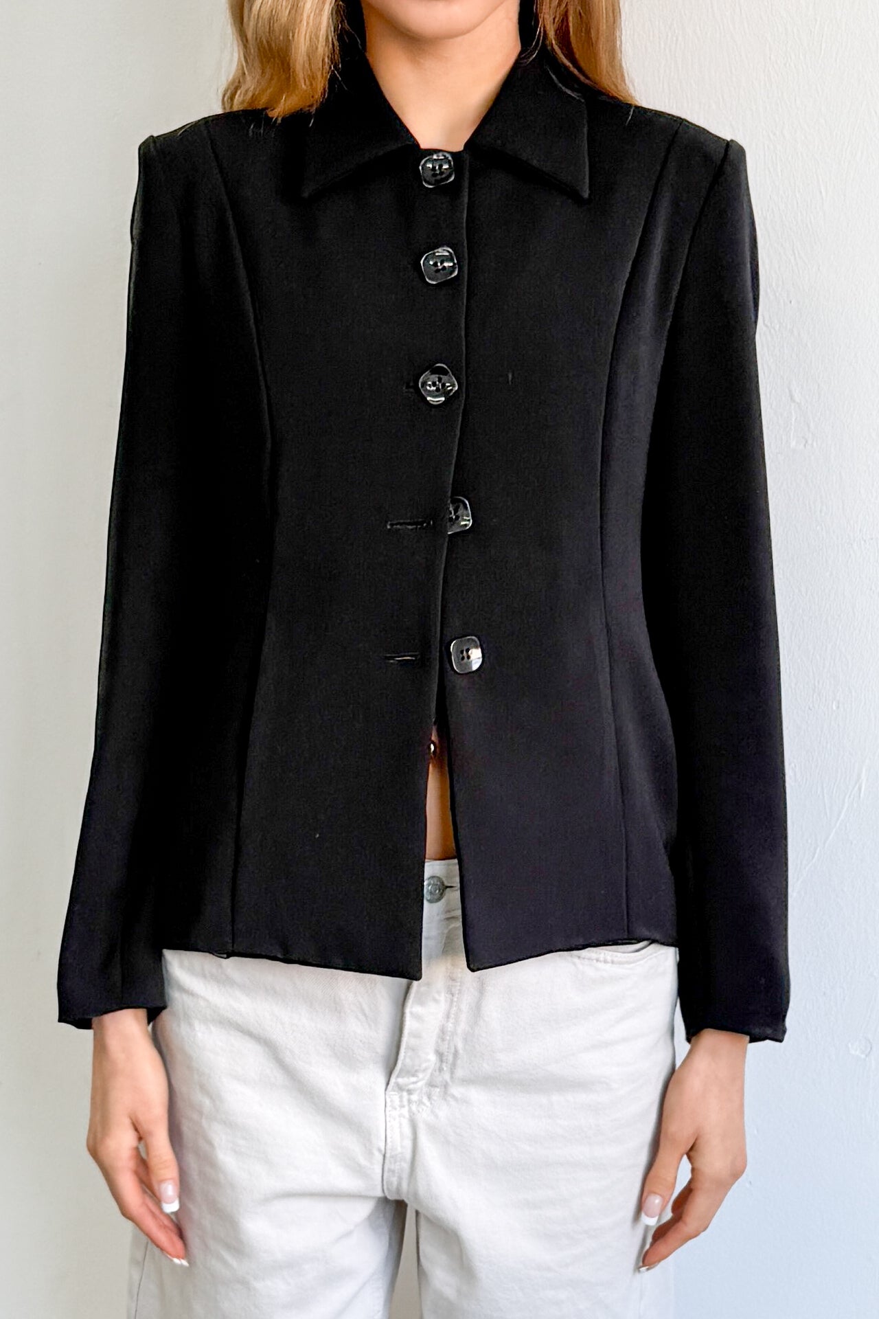 Black Short Buttonup Blazer - Size S
