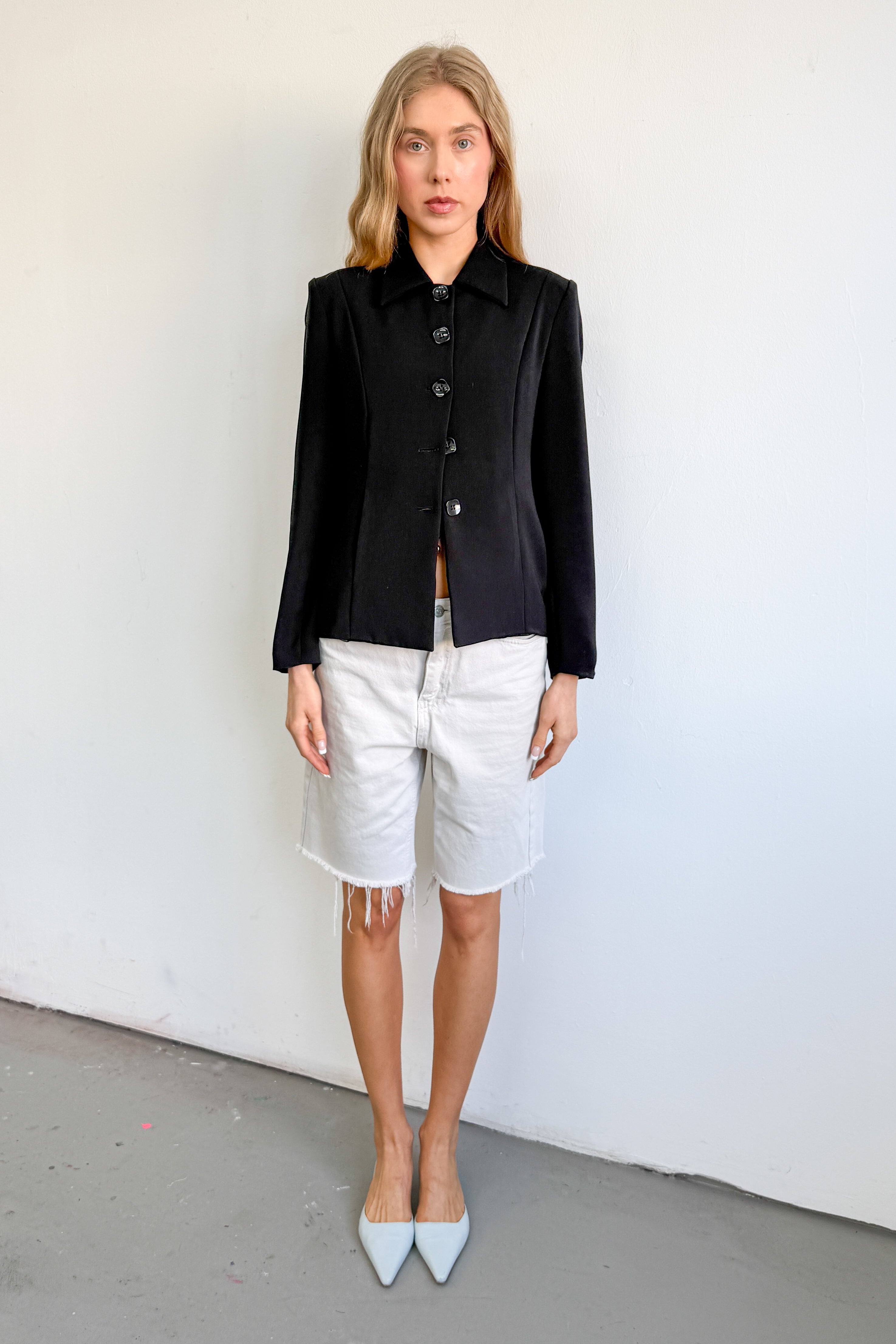 Black Short Buttonup Blazer - Size S