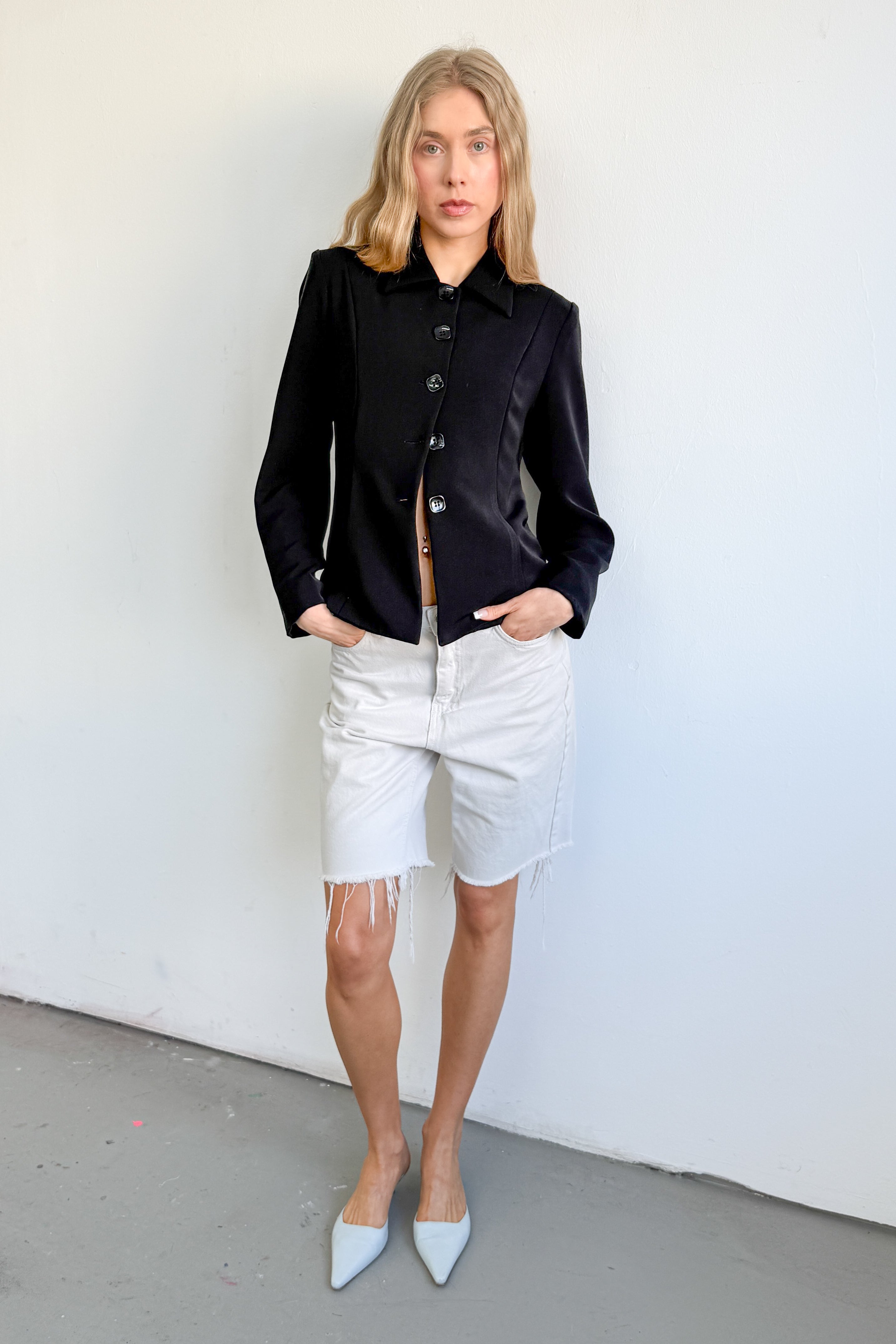Black Short Buttonup Blazer - Size S