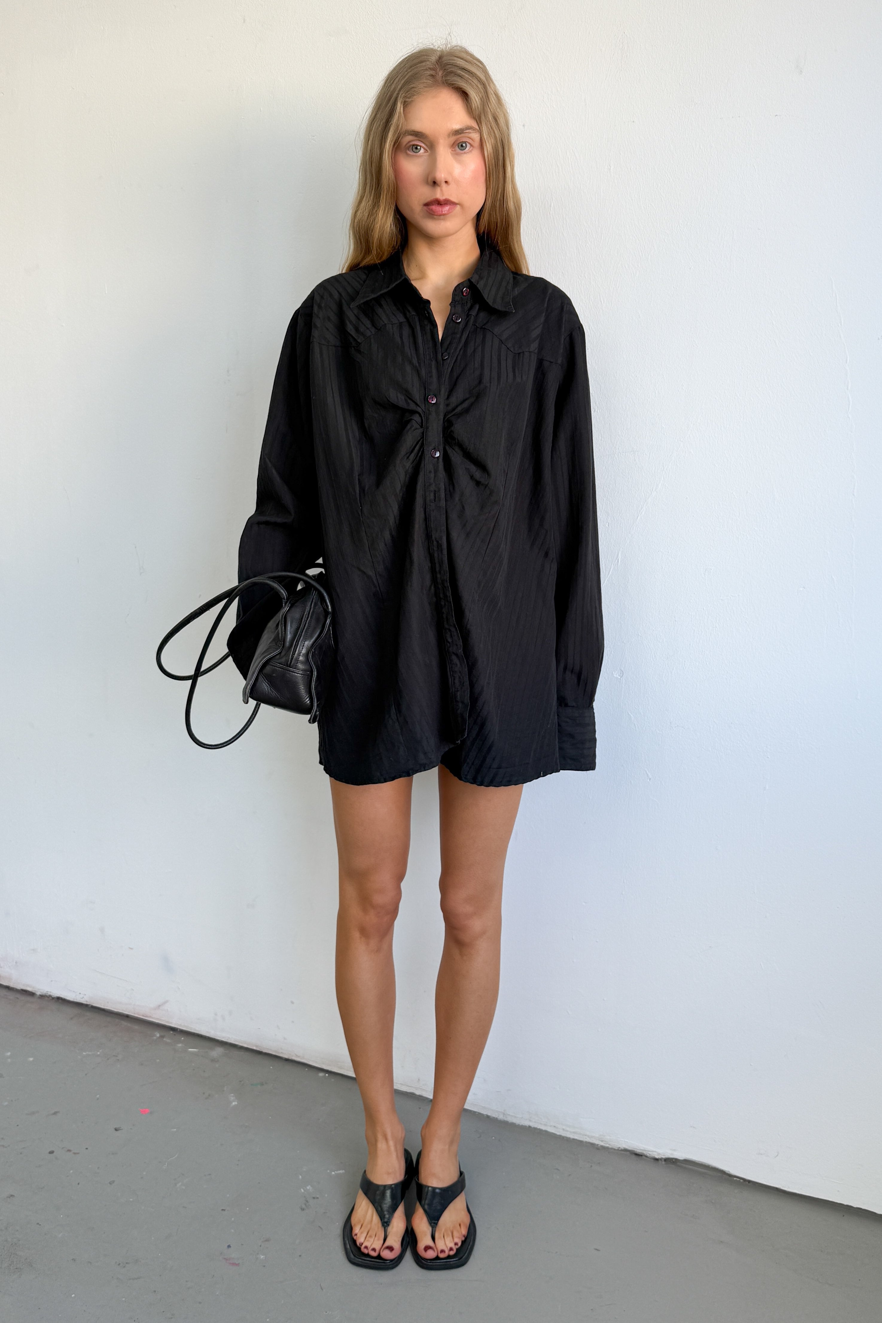 Black Tunik Gathered Effect - Size XL