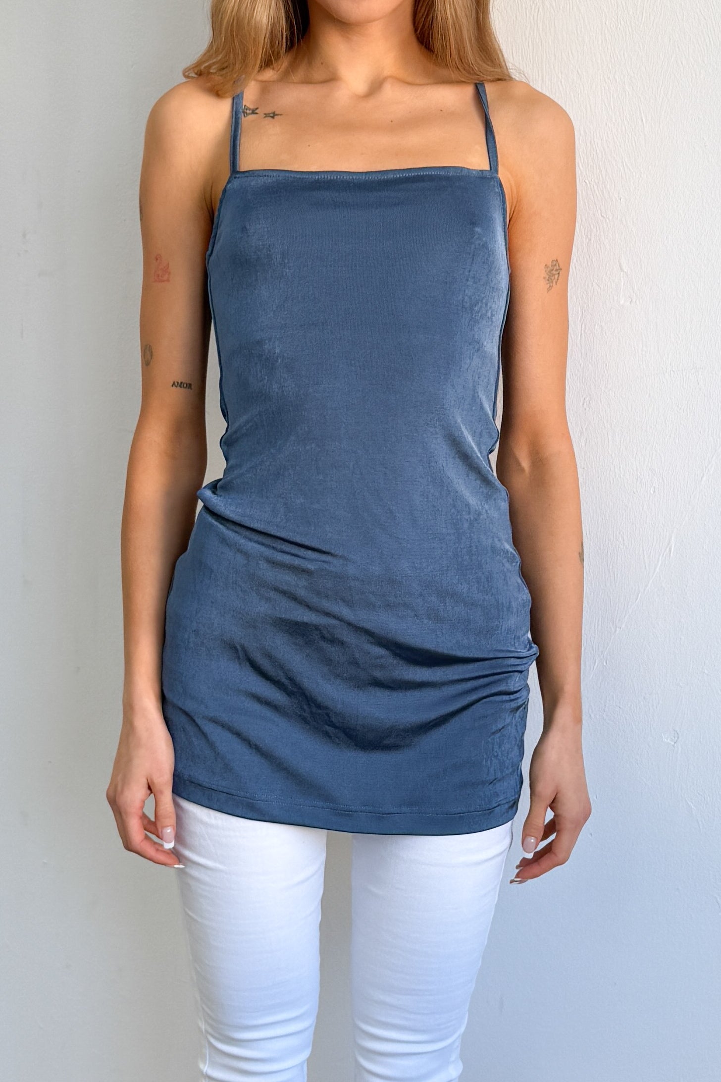 Blue Mini Dress Open Back - Size S
