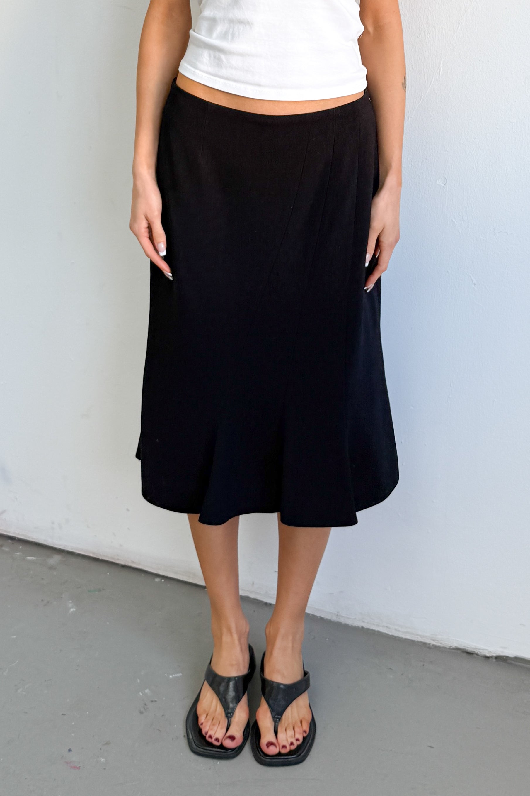 Black Midi Skirt Ruffles - Size M