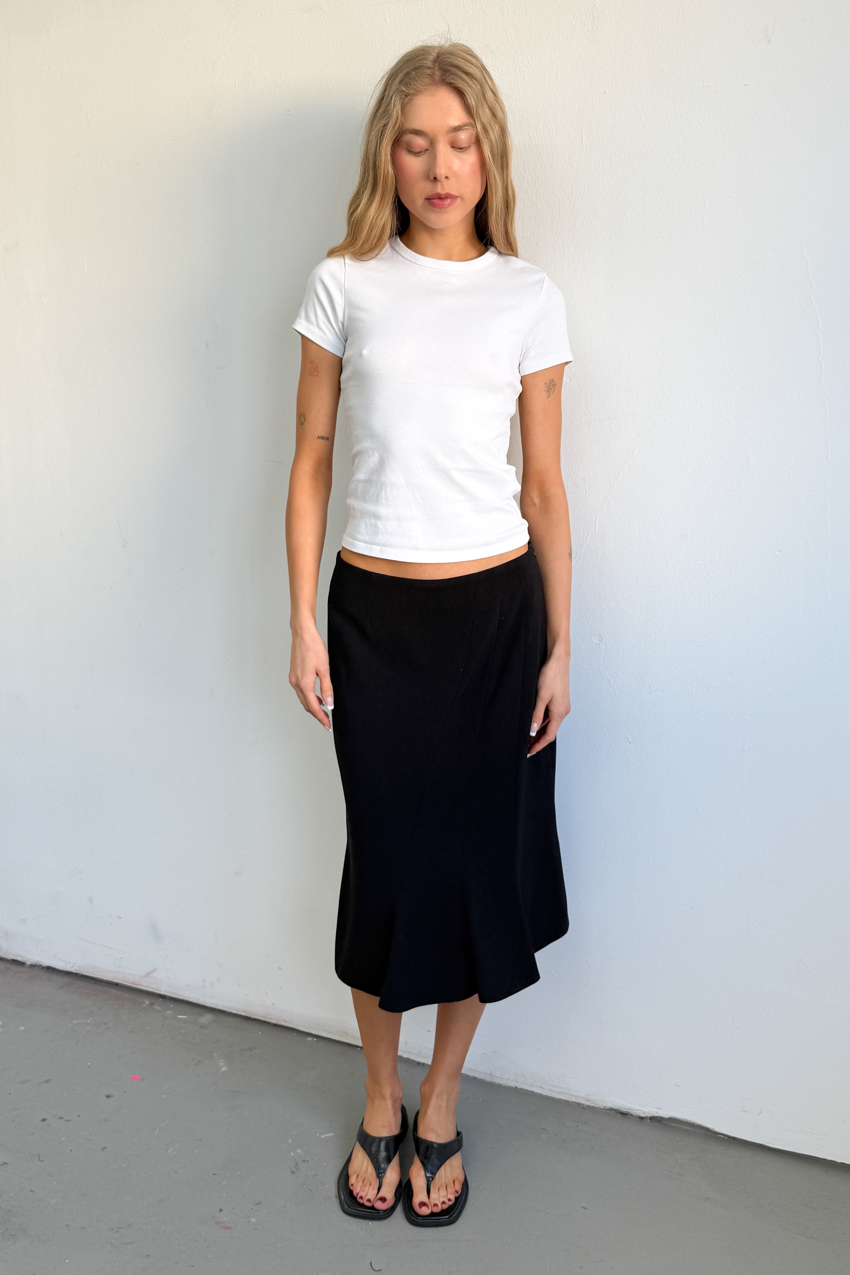 Black Midi Skirt Ruffles - Size M