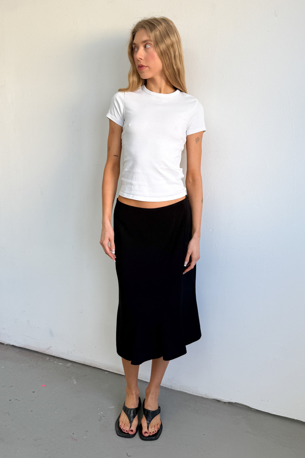 Black Midi Skirt Ruffles - Size M