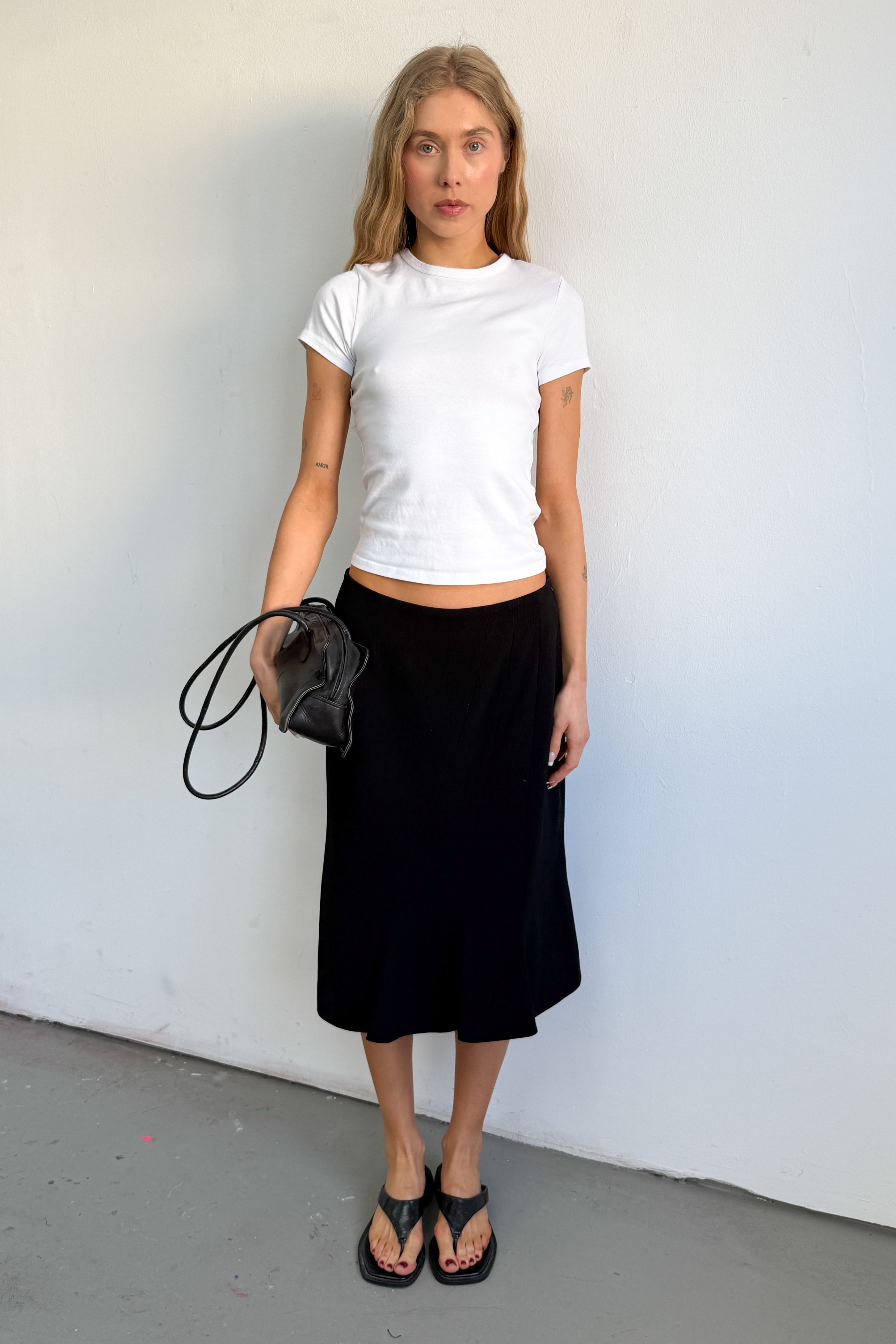 Black Midi Skirt Ruffles - Size M