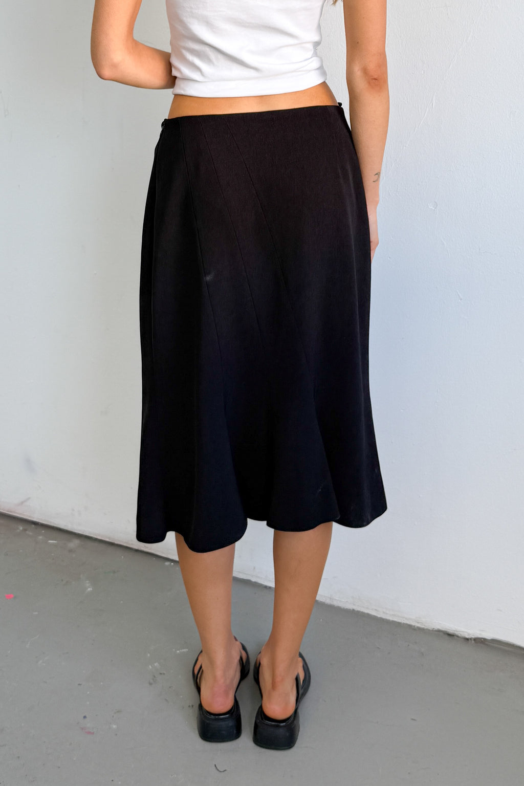 Black Midi Skirt Ruffles - Size M
