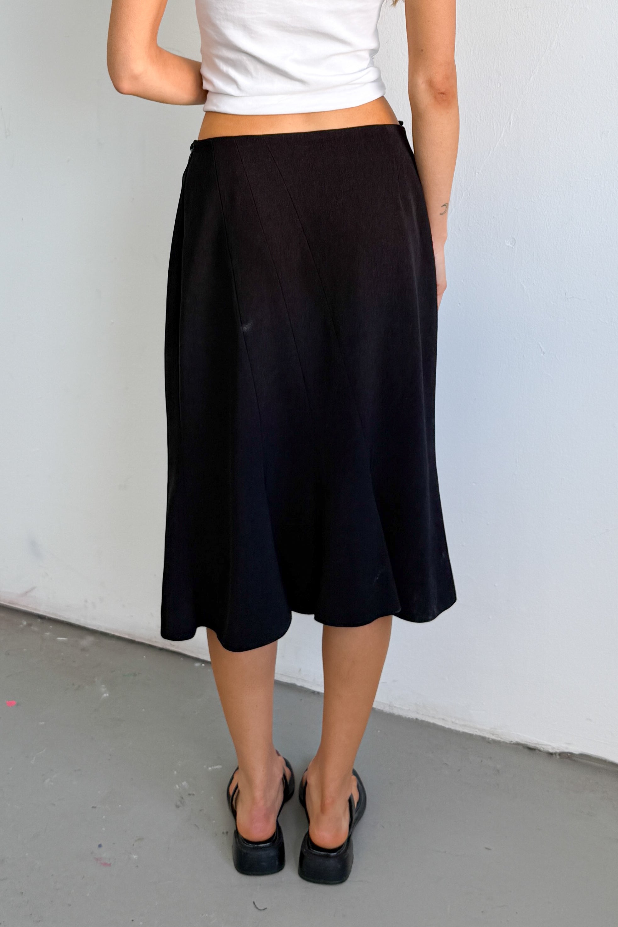 Black Midi Skirt Ruffles - Size M