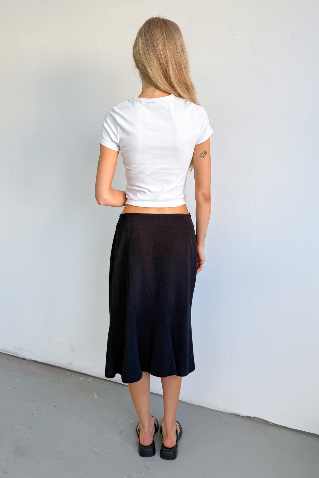 Black Midi Skirt Ruffles - Size M