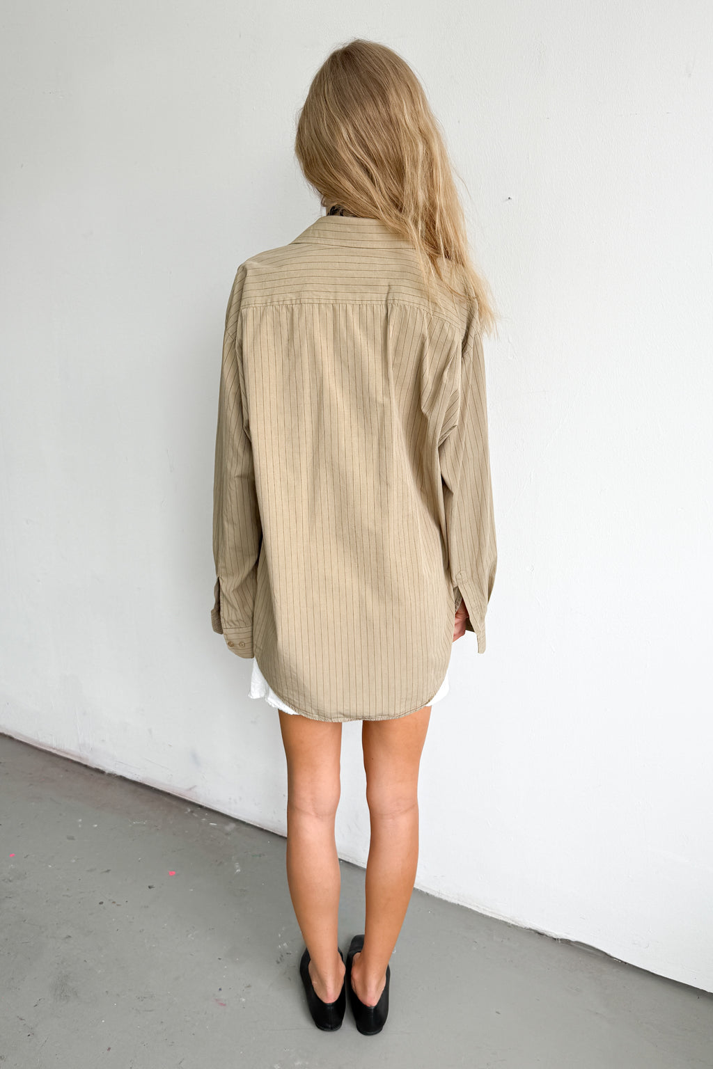 Blouse Beige/Green Pinstripe