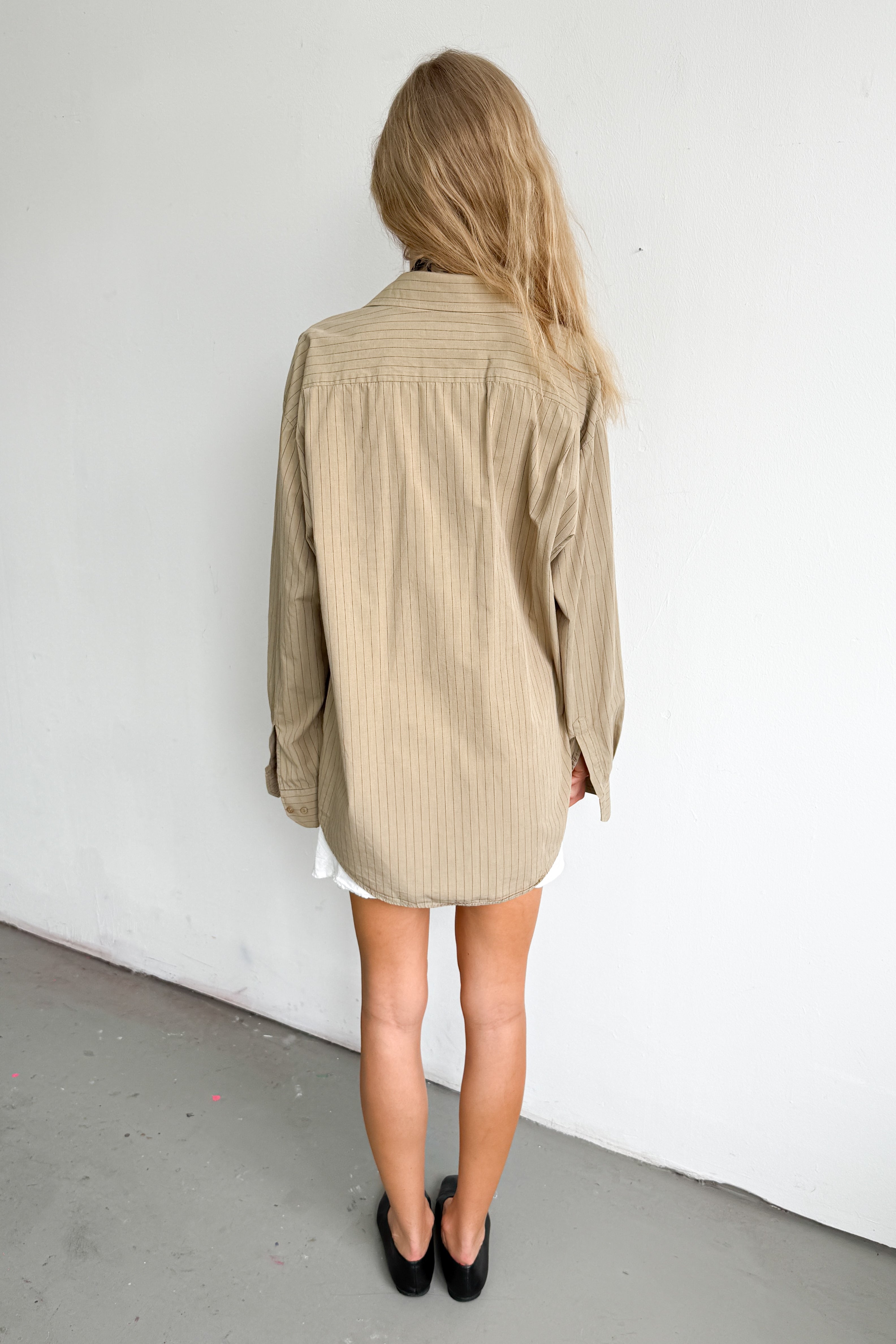 Blouse Beige/Green Pinstripe