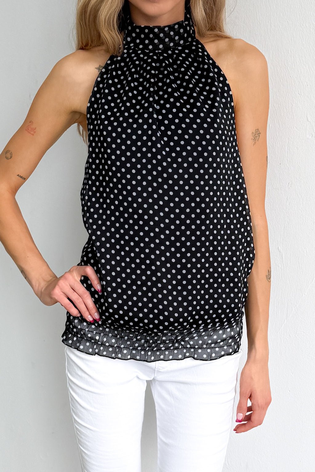 Polkadot Halterneck Top