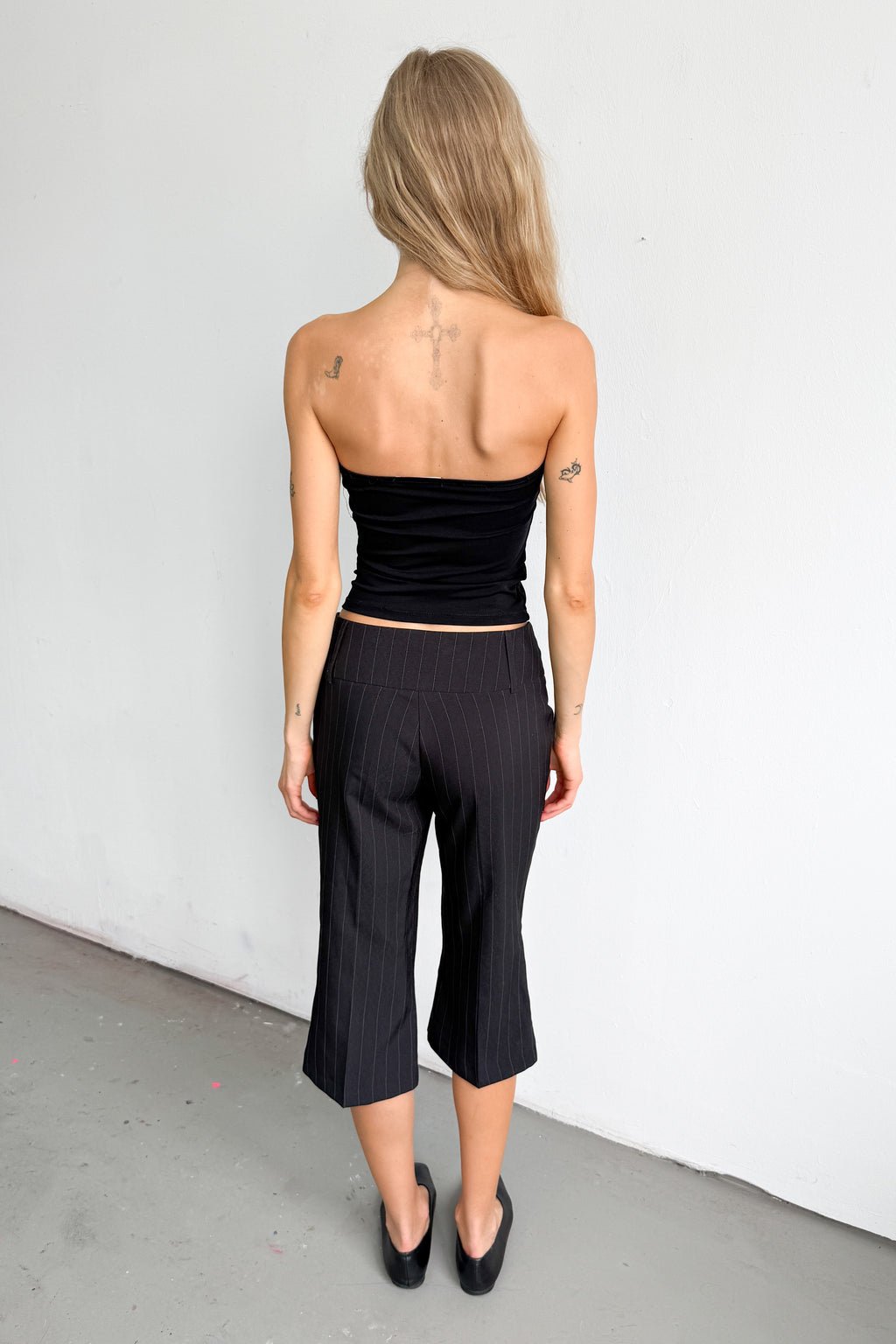 Black Pinstripe Capri