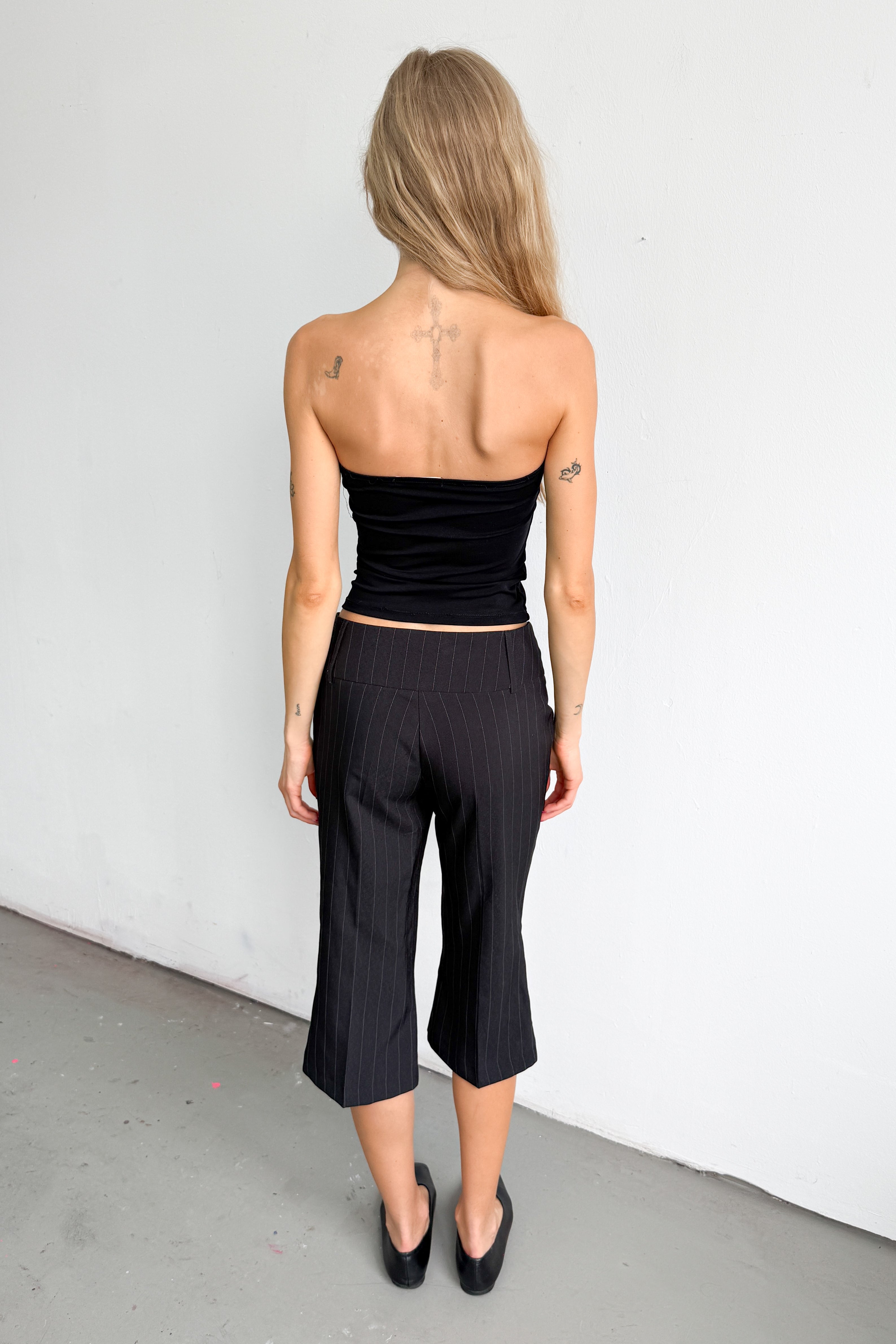 Black Pinstripe Capri