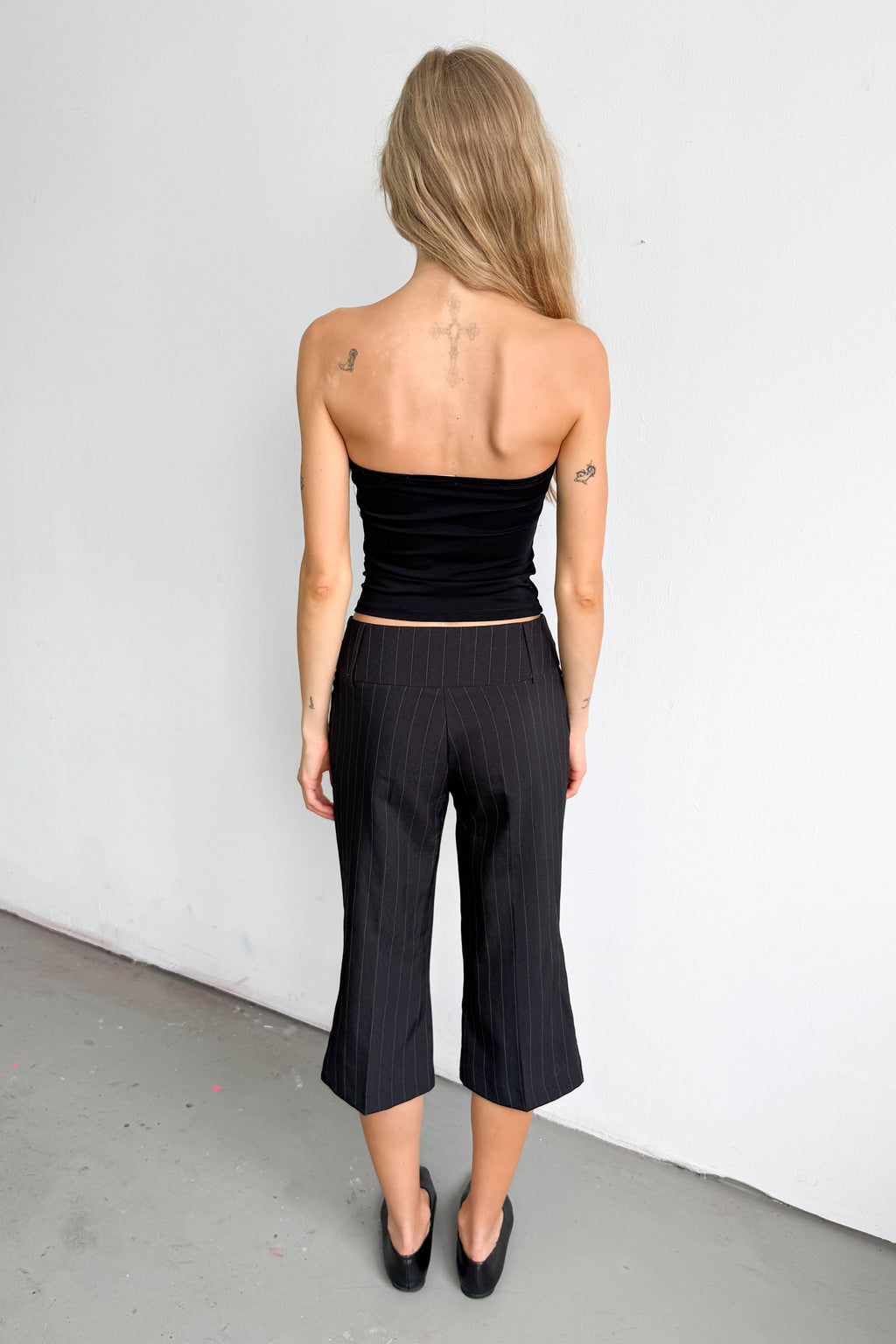 Black Pinstripe Capri