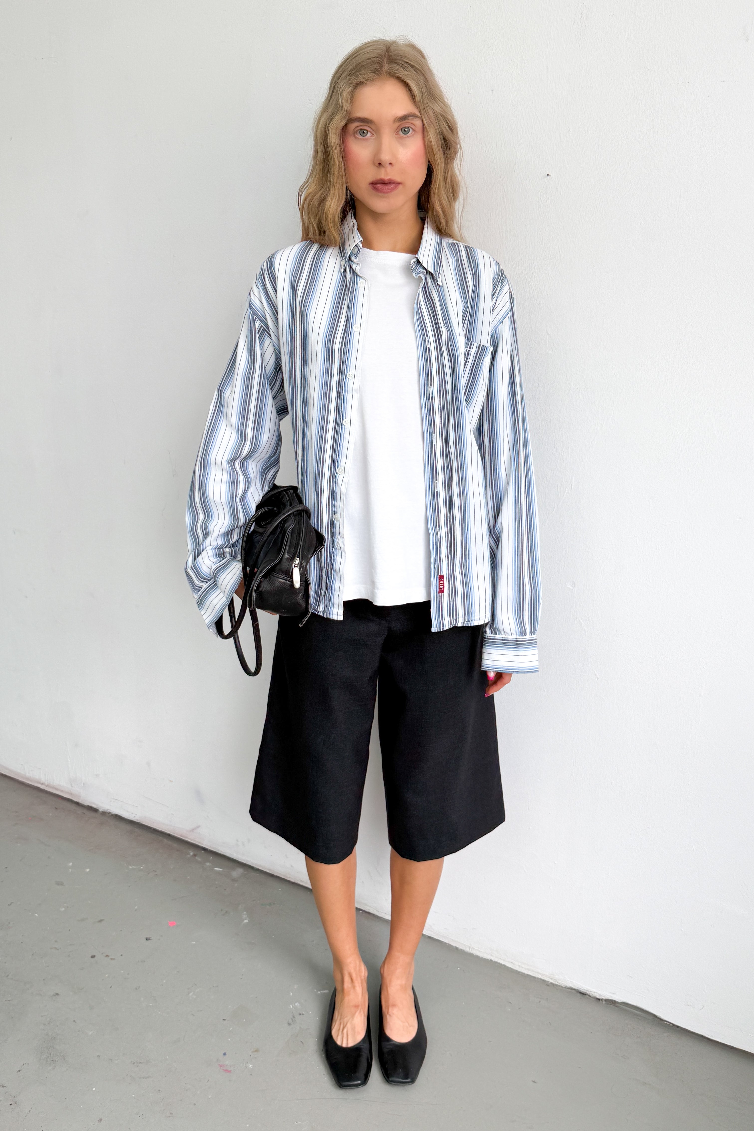 Striped Blouse Blue Grey White