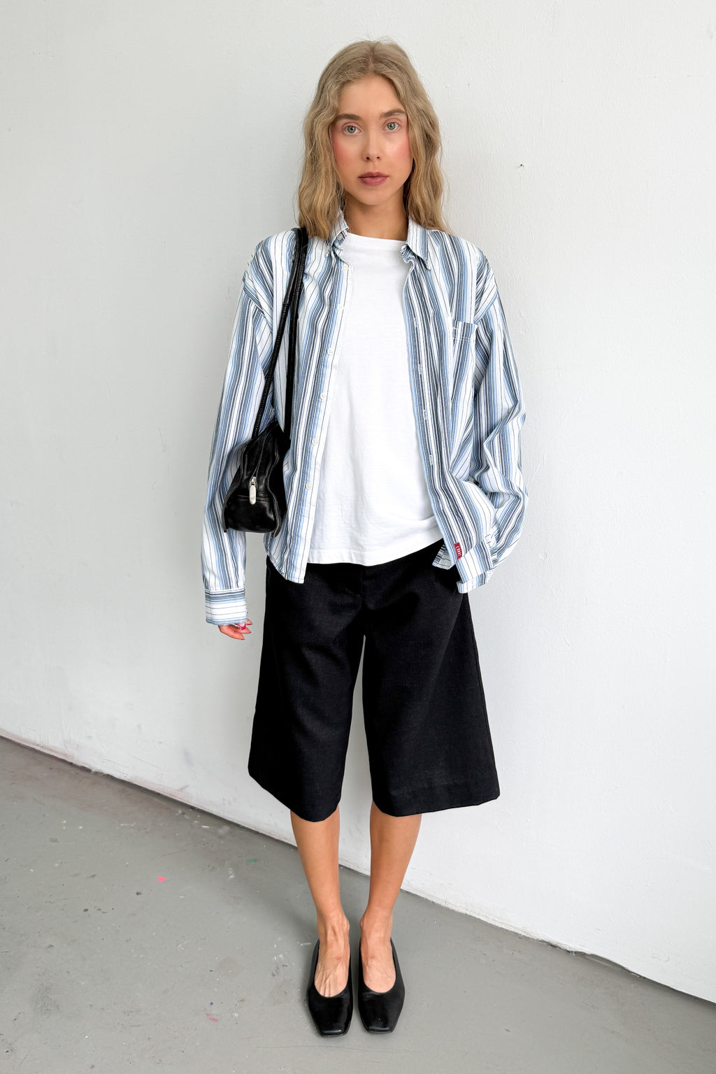 Striped Blouse Blue Grey White