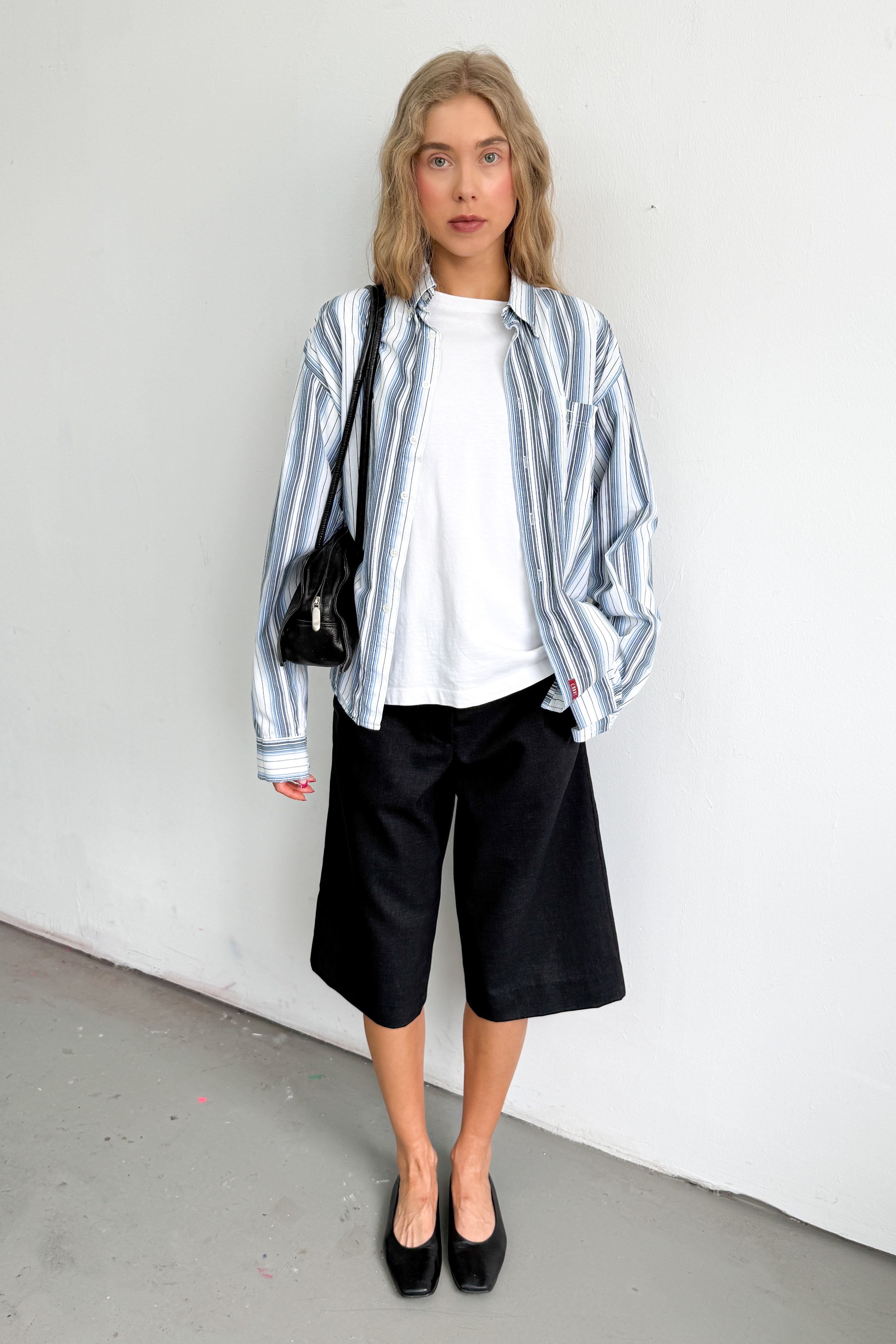 Striped Blouse Blue Grey White