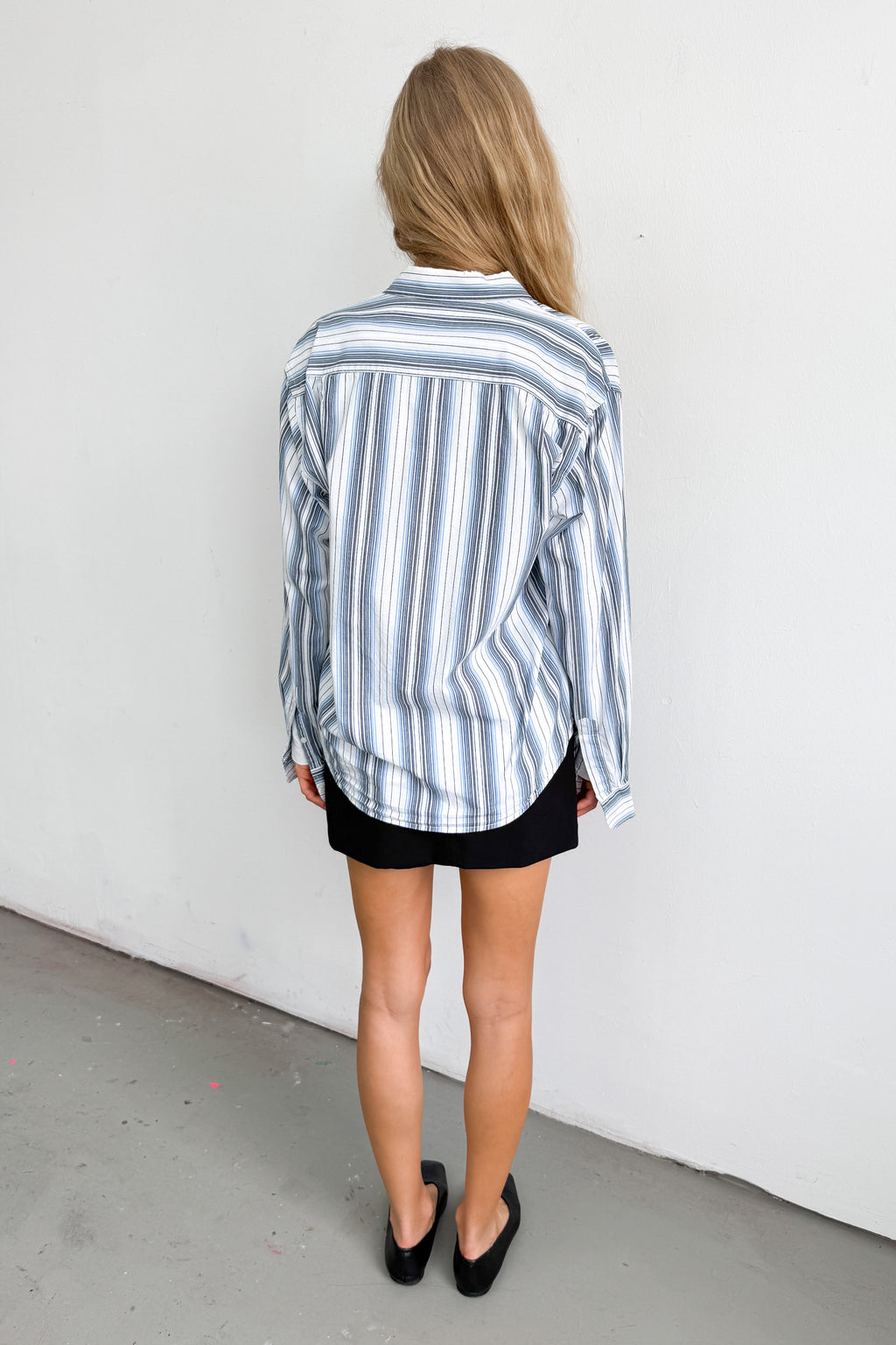 Striped Blouse Blue Grey White