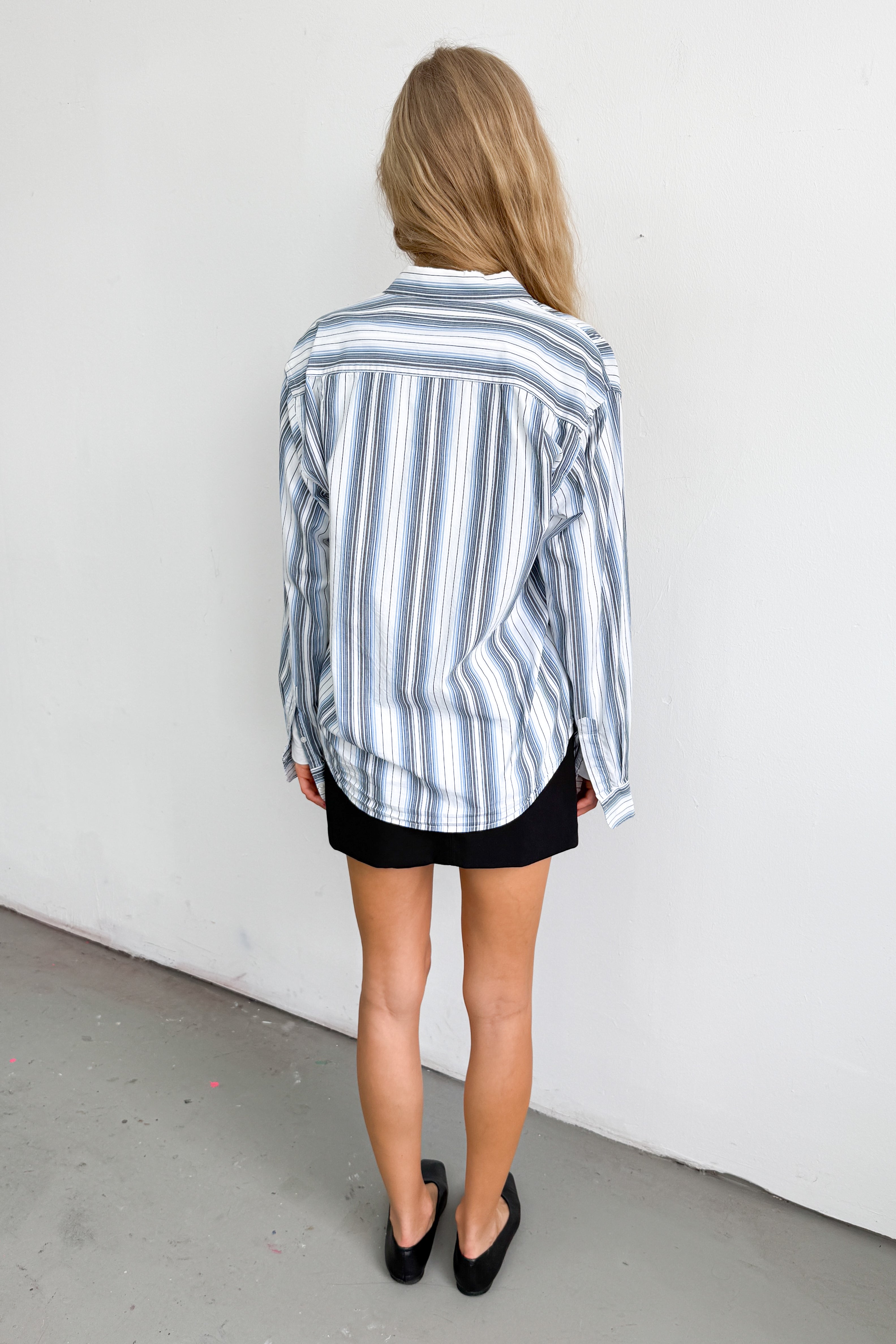 Striped Blouse Blue Grey White