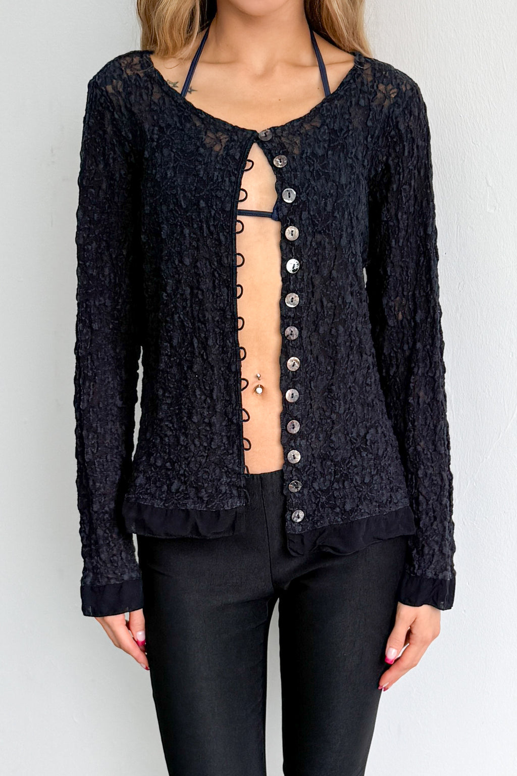 Dark Blue Lace Cardigan