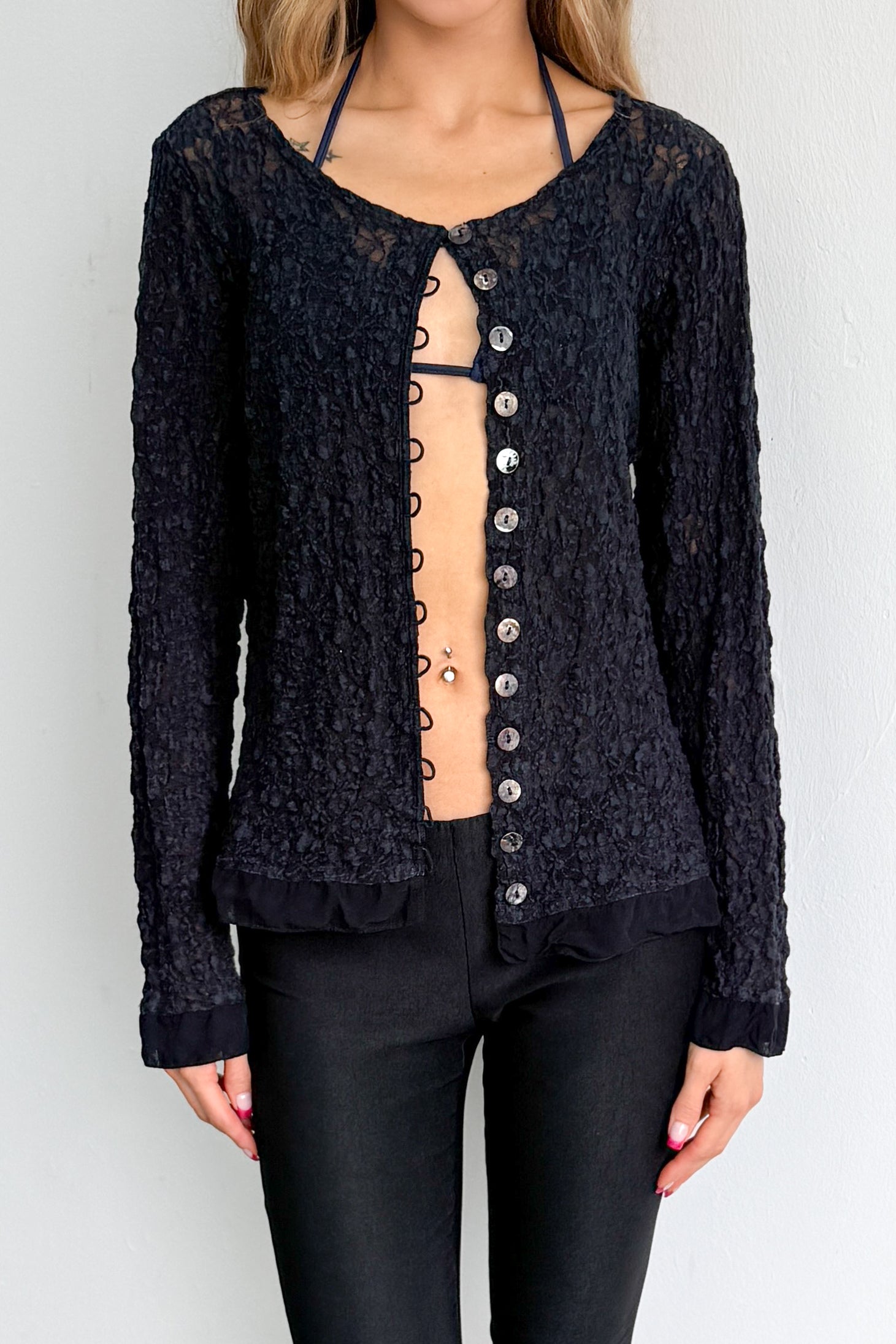 Dark Blue Lace Cardigan