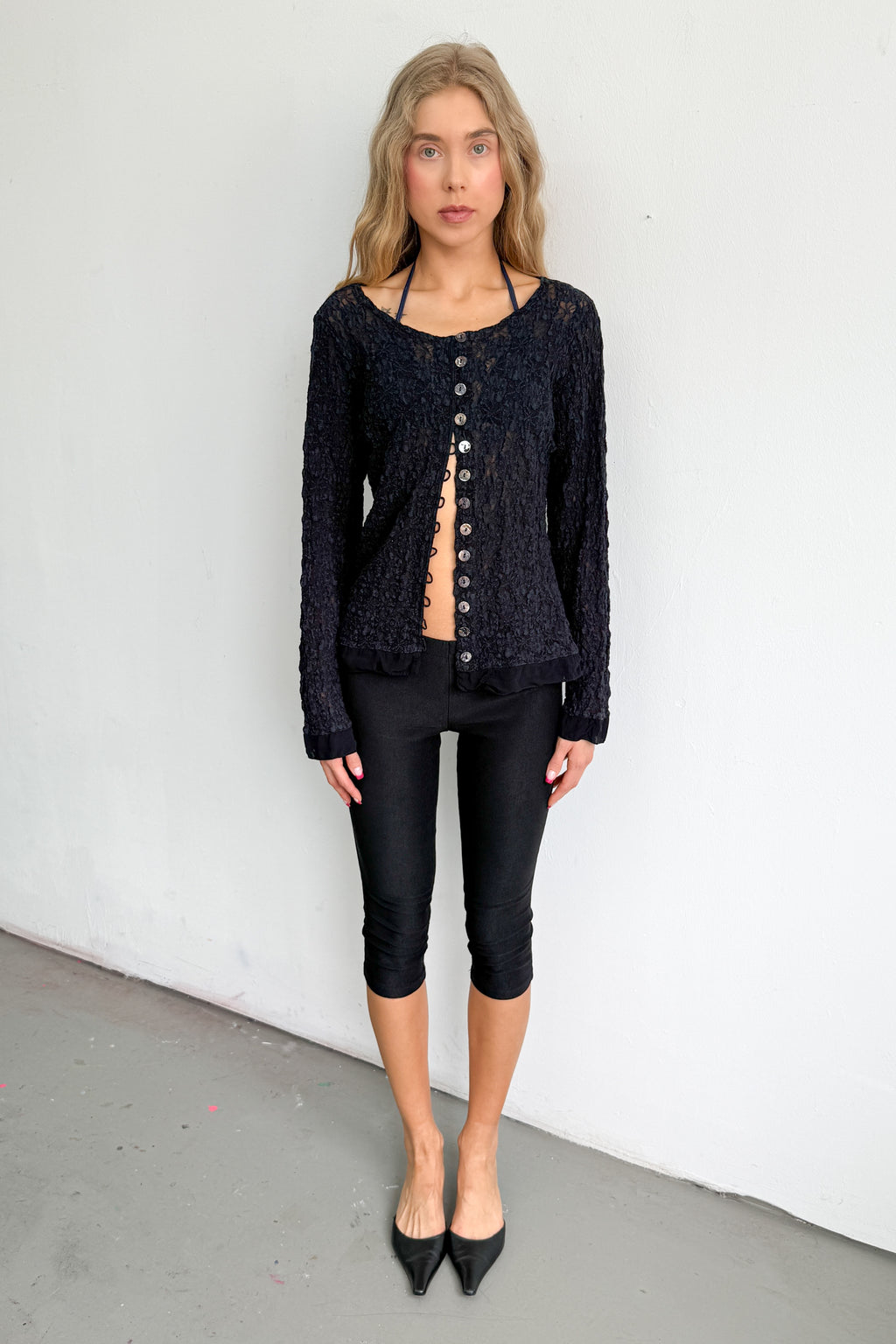 Dark Blue Lace Cardigan